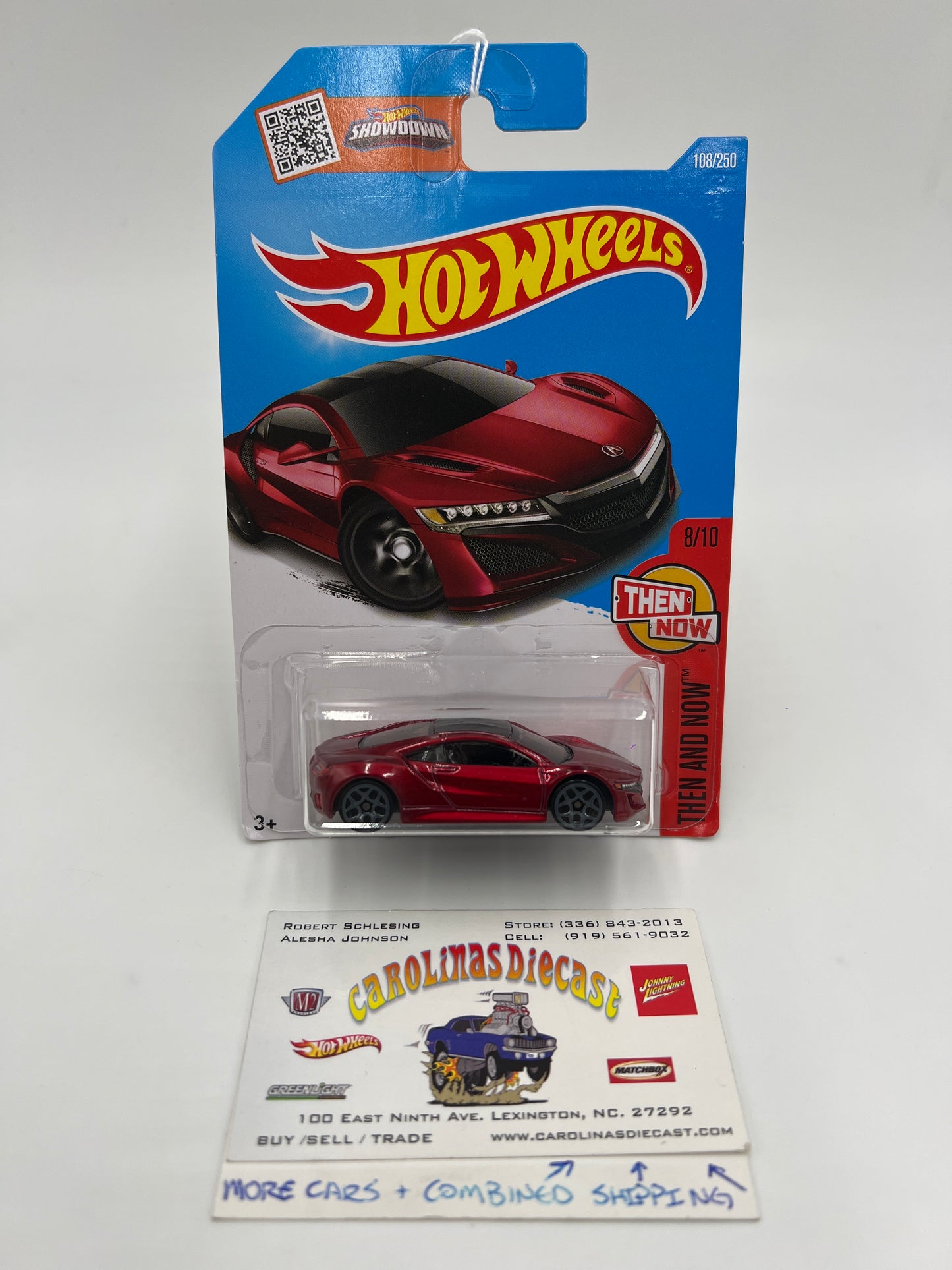 2016 Hot Wheels Then and Now #108 17 Acura NSX Red International Card 104B