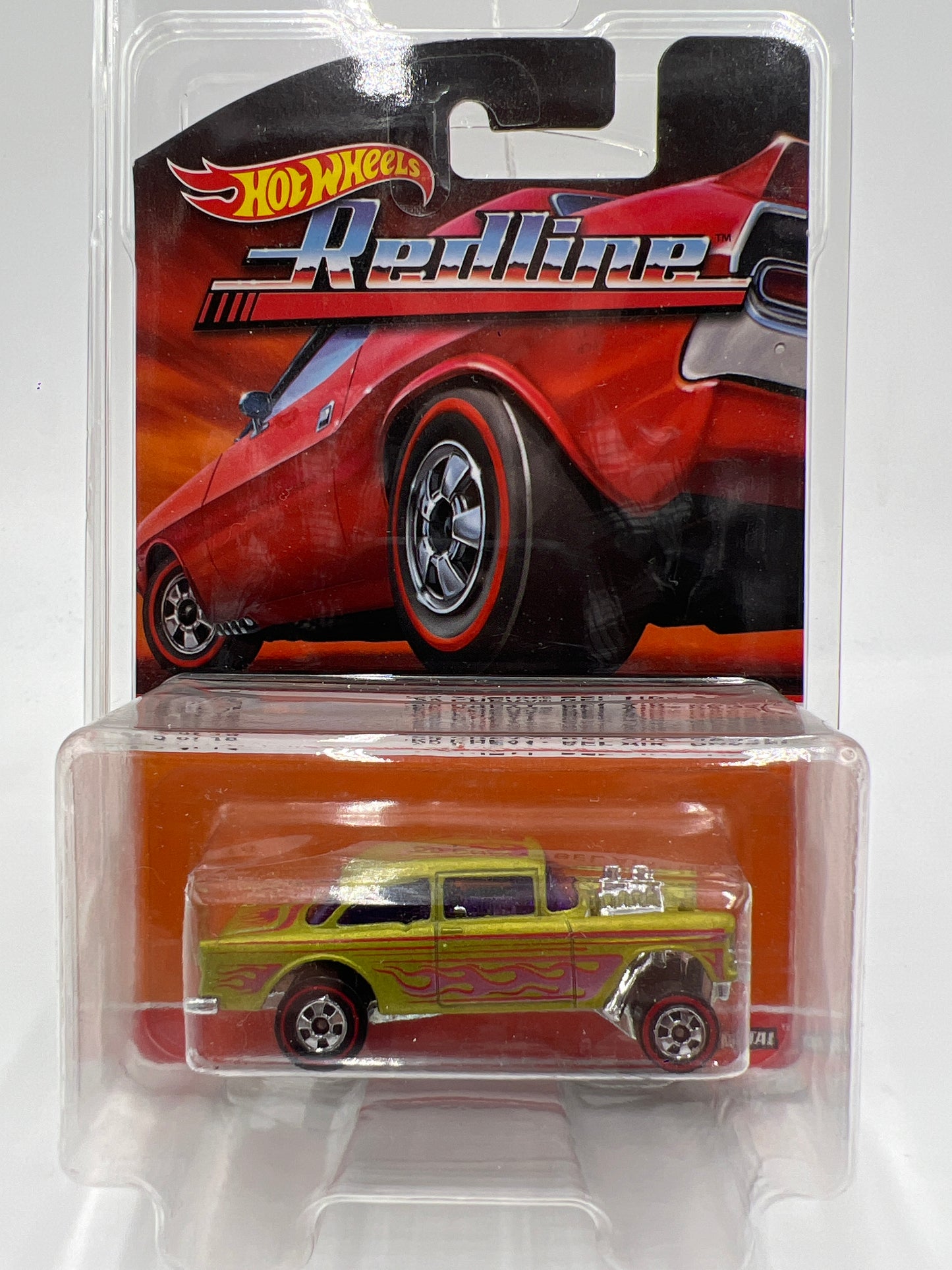 Hot Wheels Heritage Redline #5 55 Chevy Bel Air Gasser Green W/Protector
