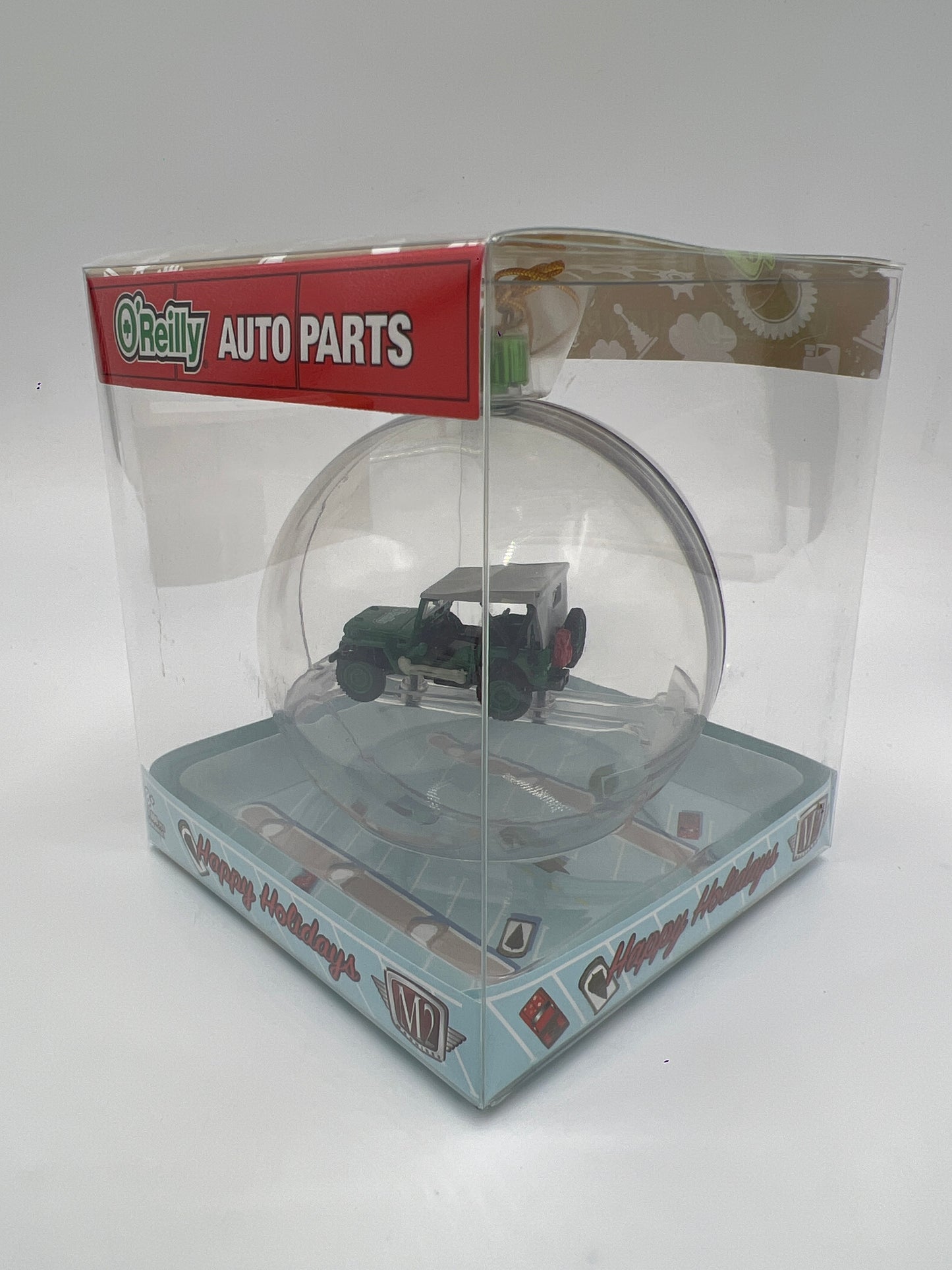 2022 M2 Machines Oreillys Exclusive Holiday Ornaments 1944 Willys MB Jeep Green