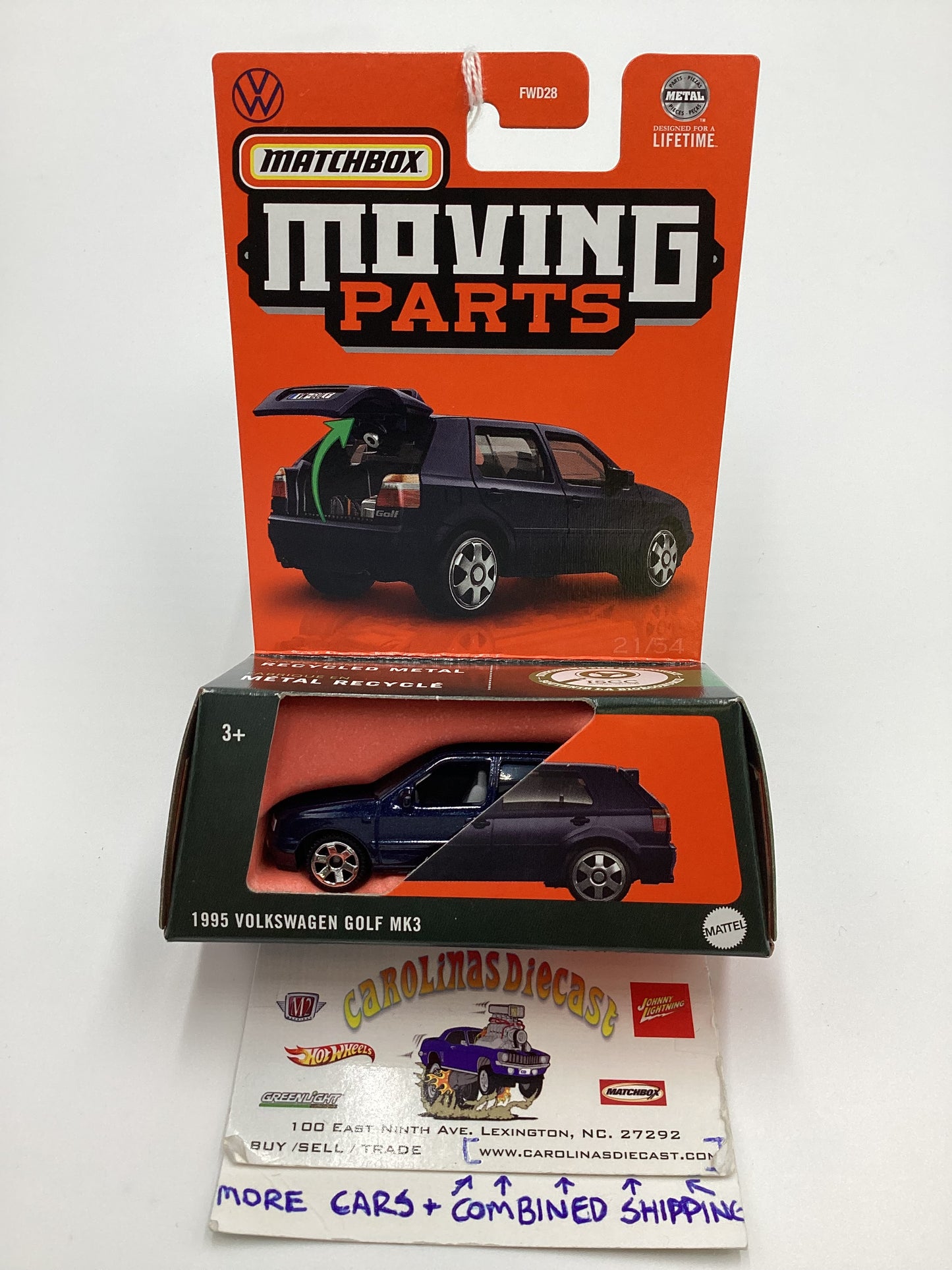 2024 Matchbox Moving Parts #21 1995 Volkswagen Golf MK3 Dark Blue 169F