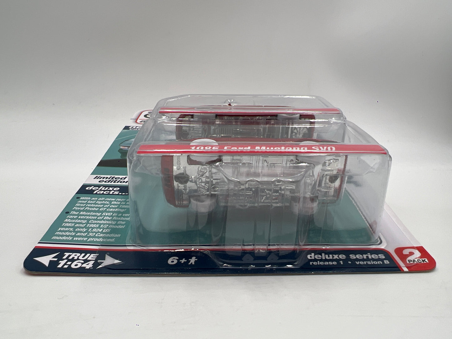 Auto World 2 Pack Deluxe Series CHASE Pony Power 1985 Ford Mustang SVO & 1995 Ford Probe GT Ultra Red