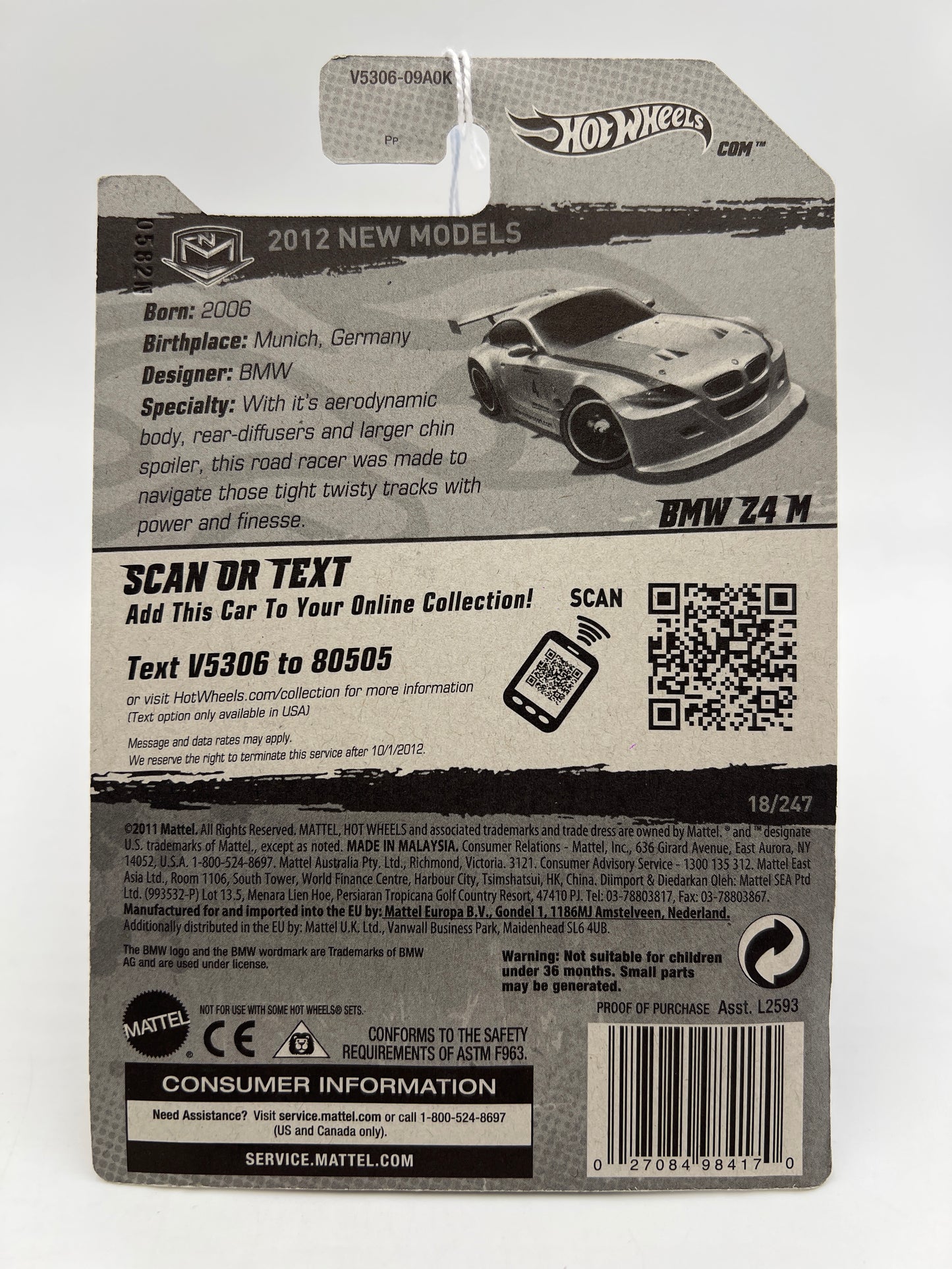 2012 Hot Wheels New Models #18 BMW Z4 M White 106C