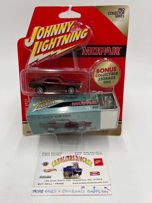Johnny Lightning Pro Collector Series W/Storage Tin #32 1971 Plymouth Hemi Cuda Dark Red 231A