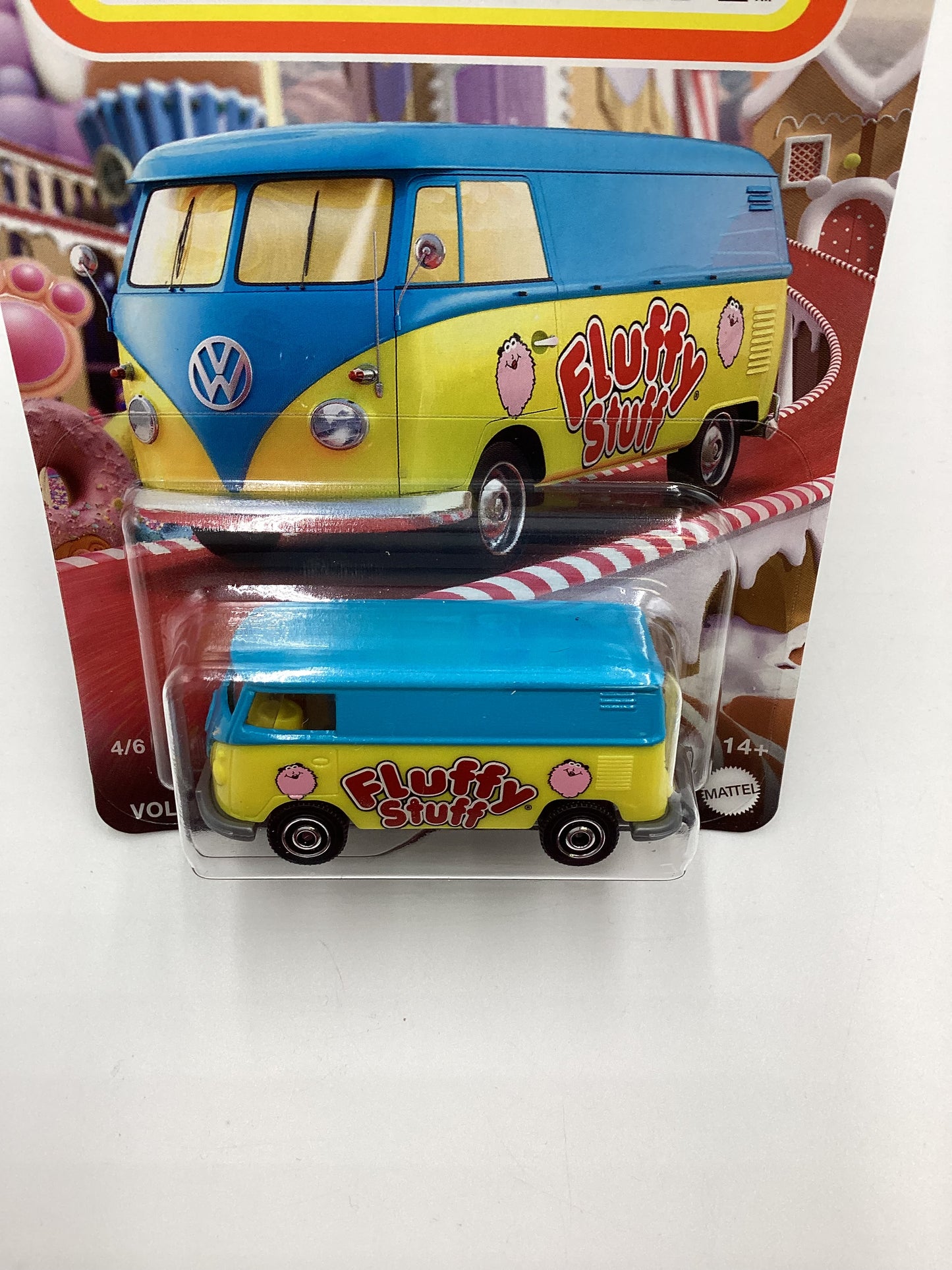 2024 Matchbox Candy Series Fluffy Stuff #4 Volkswagen Delivery Van Blue/Yellow 162i