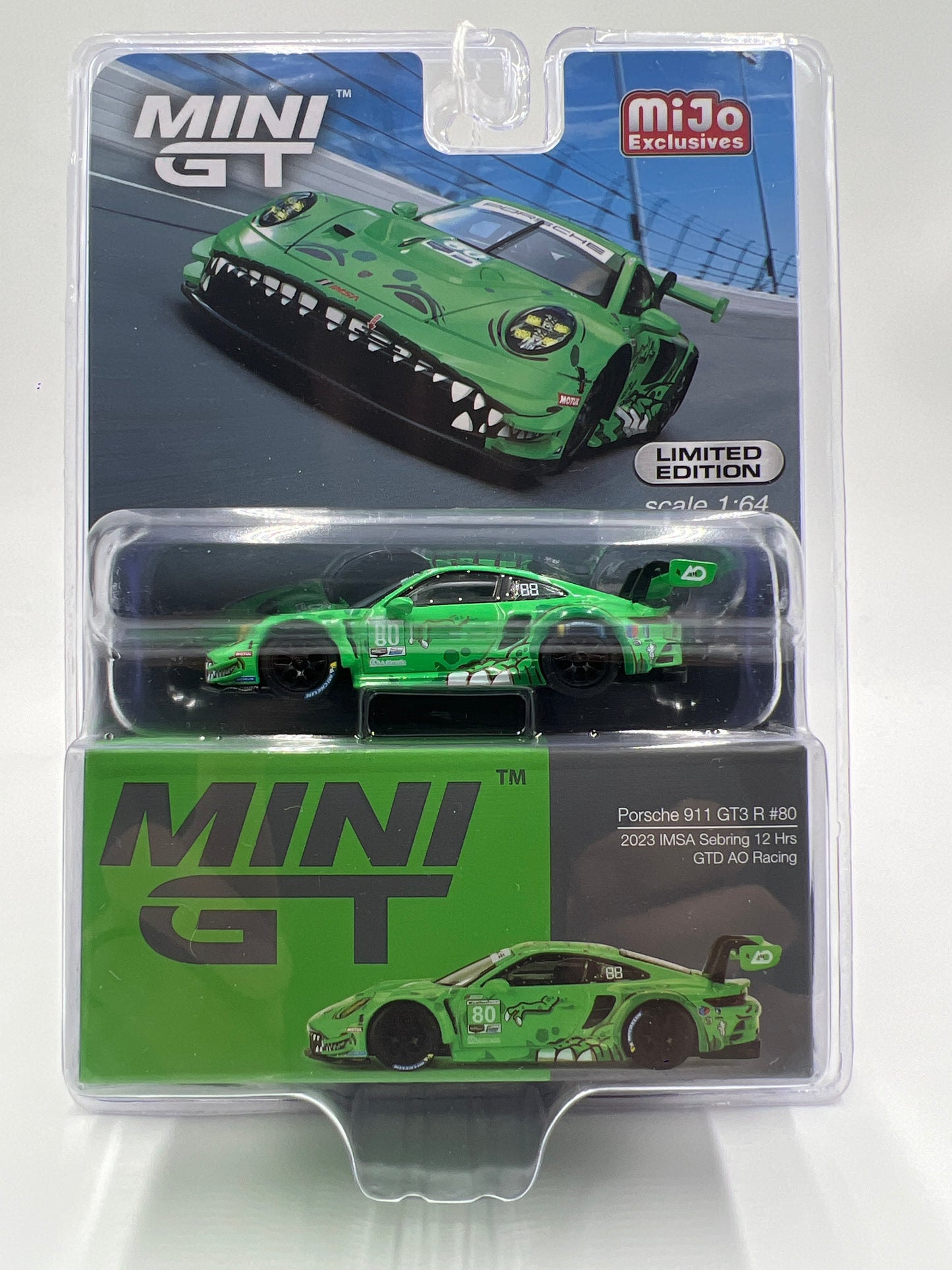 Mini GT Mijo Exclusives #713 Porsche 911 GT3 R #80 Rexy Green