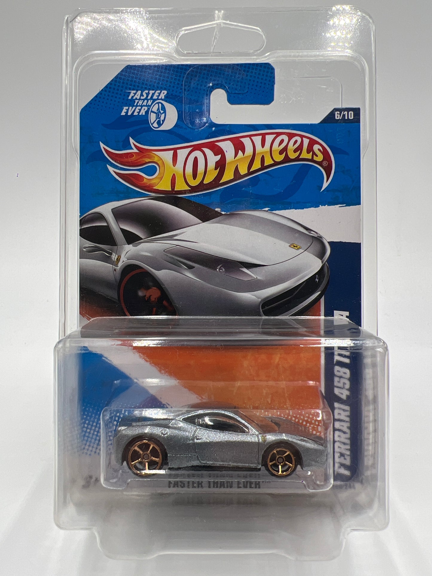 2011 Hot Wheels Faster Than Ever #146 Ferrari 458 Italia Metallic Silver W/Protector