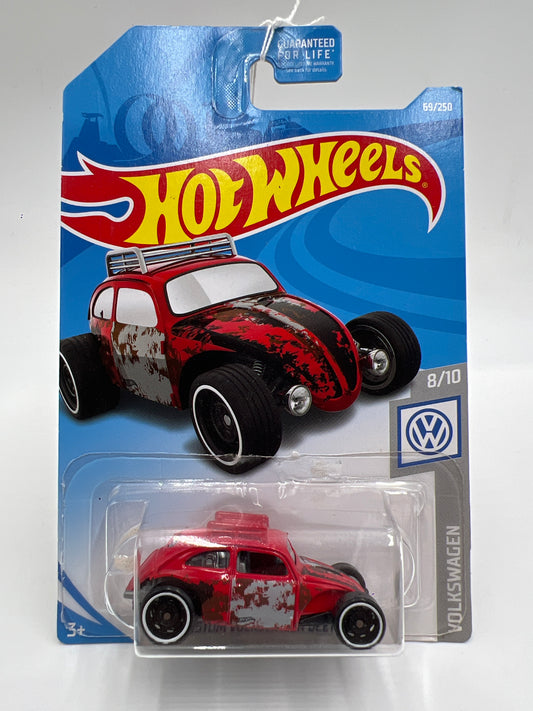 2019 Hot Wheels Volkswagen #69 Custom Volkswagen Beetle Red 96B