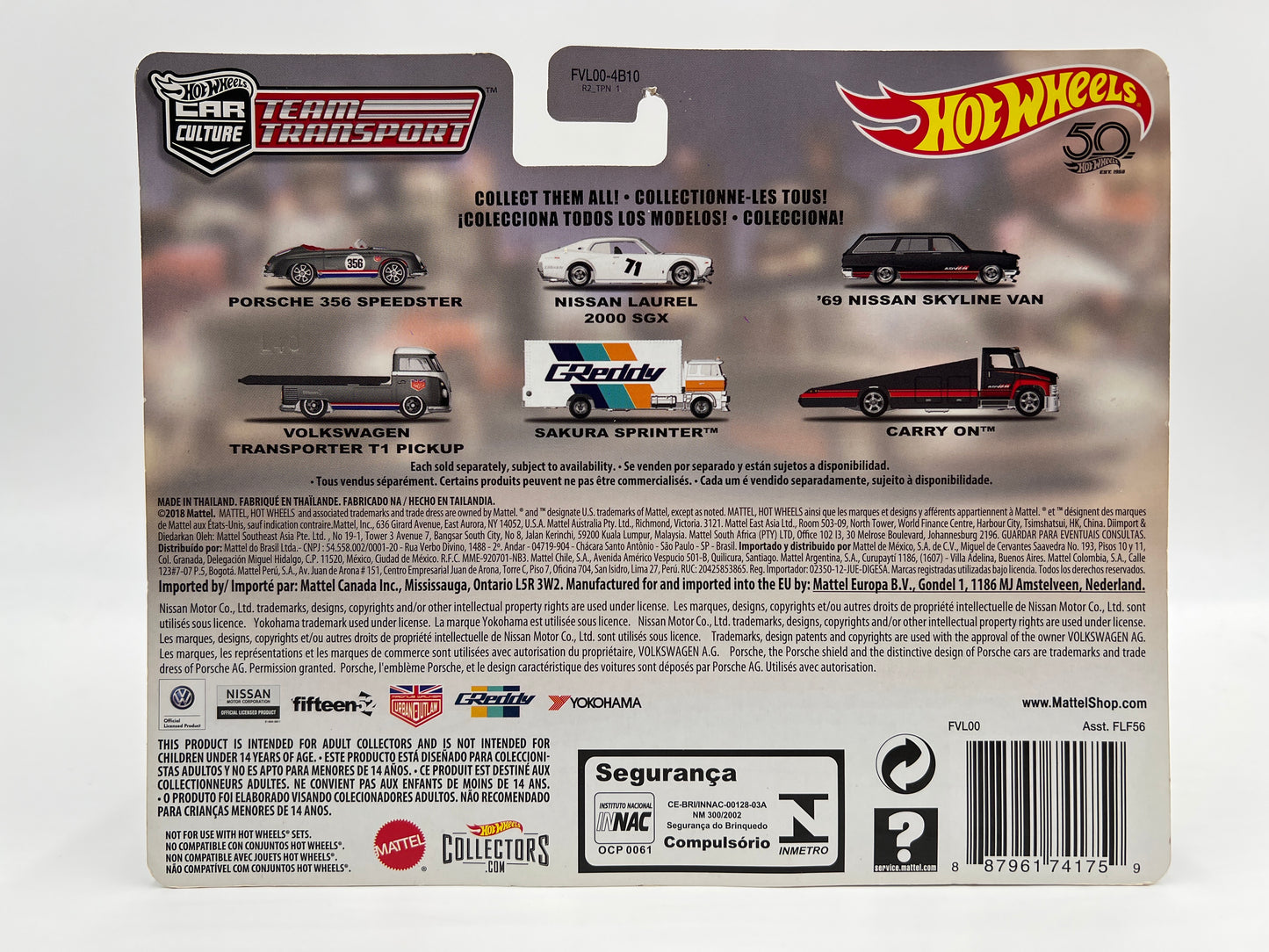 2018 Hot Wheels Team Transport #3 69 Nissan Skyline Van & Carry On Advan W/Protector