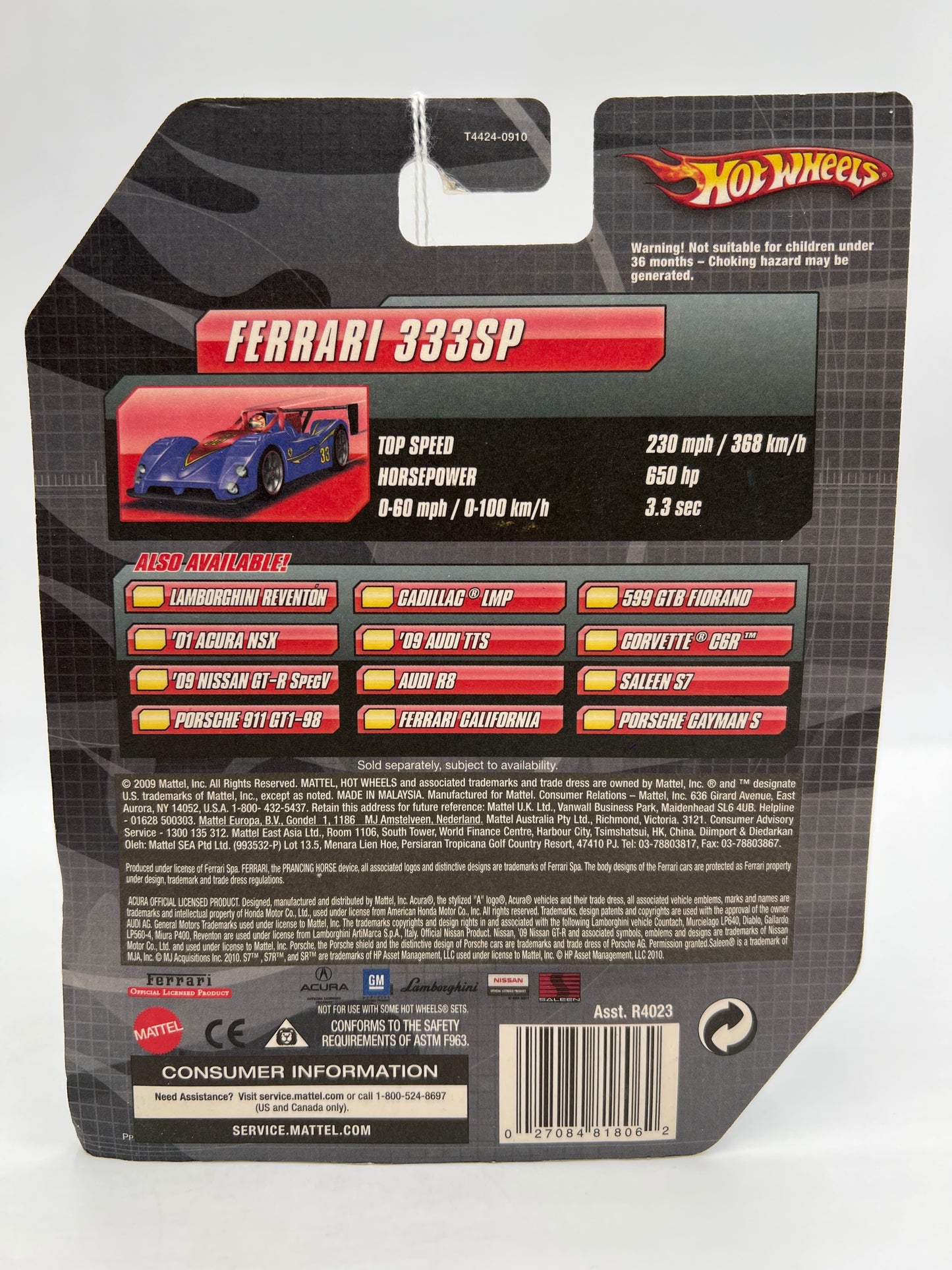 Hot Wheels Premium Speed Machines Ferrari 333SP Blue #2