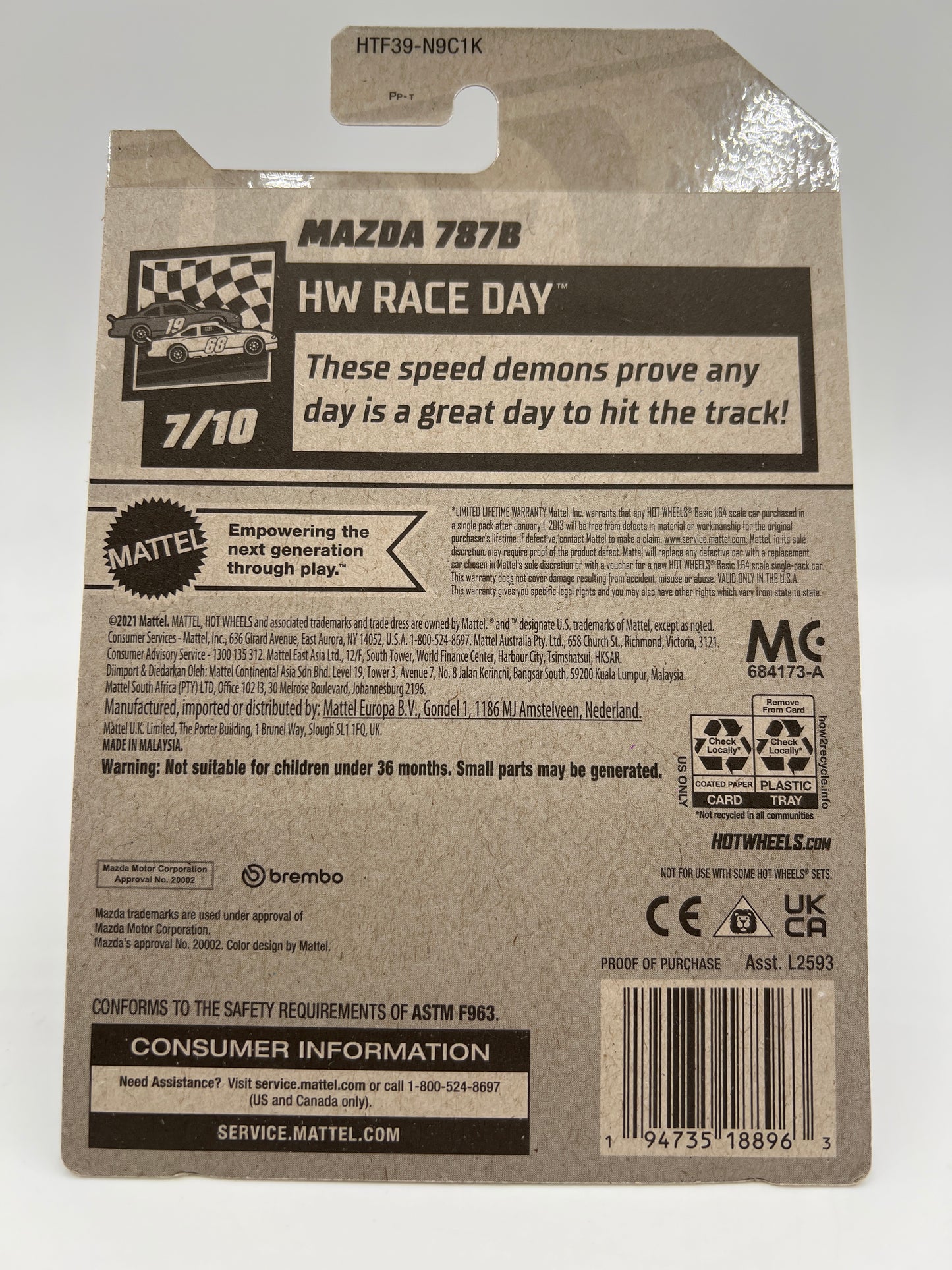 2024 Hot Wheels Super Treasure Hunt #144 Mazda 787B Orange W/Protector