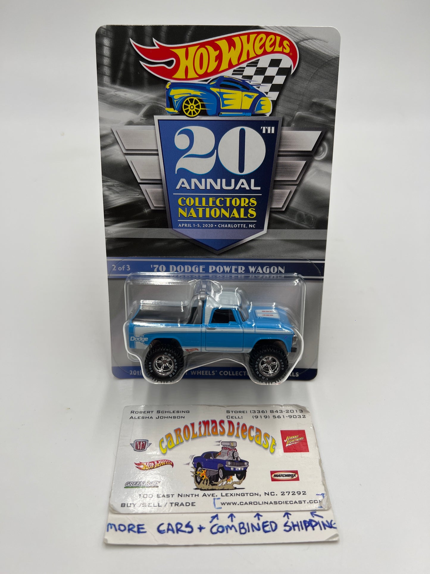 2020 Hot Wheels 20th Annual Collector Nationals 70 Dodge Power Wagon 2519/6000 Blue W/Protector