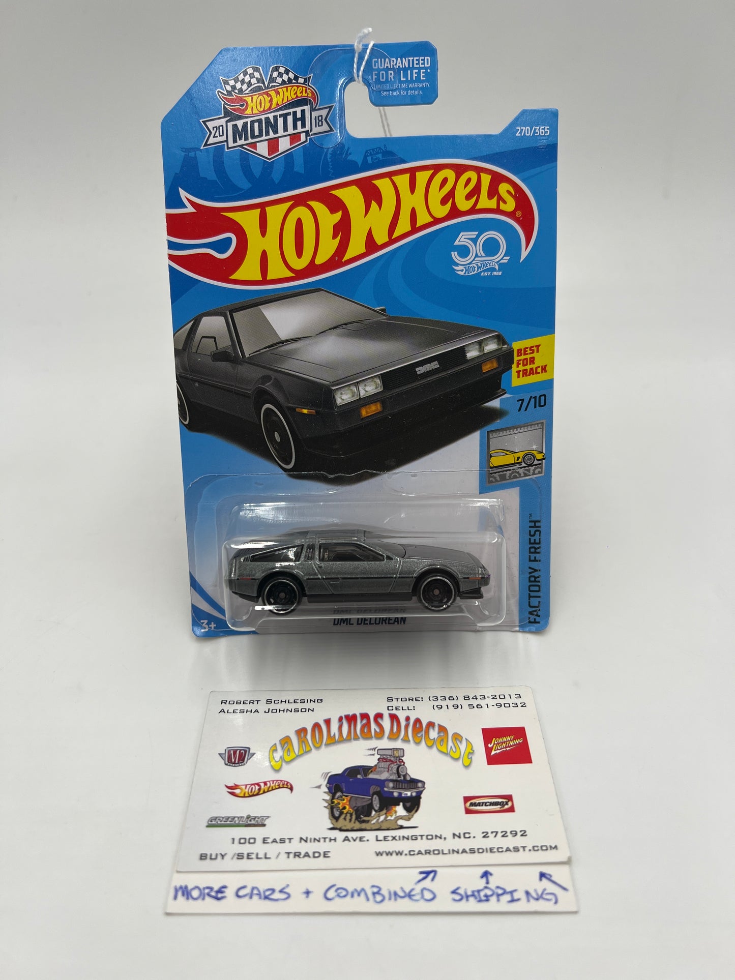 2018 Hot Wheels Factory Fresh #270 Month Card DMC Delorean Gray 59C