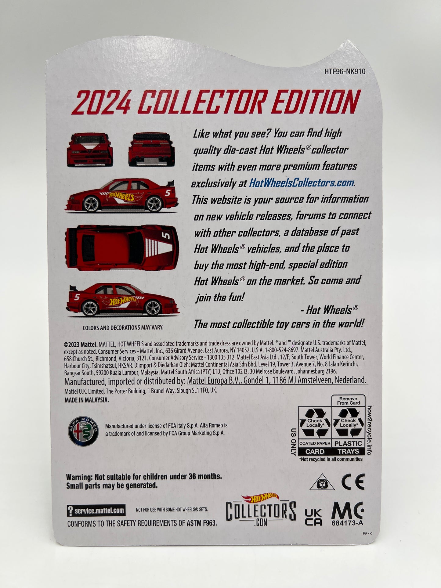 2024 Hot Wheels RLC Collector Edition Mail In #5 Alfa Romeo 155 V6 Ti Red W/Protector