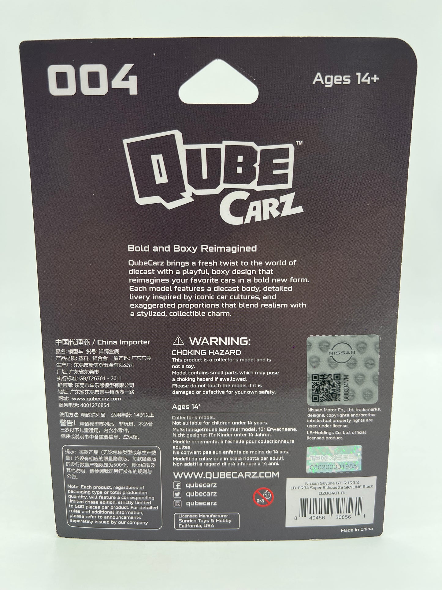 Mini GT Qube Carz Liberty Walk #4 Nissan GT-R R34 LB-ER34 Super Silhouette Skyline Black 177G
