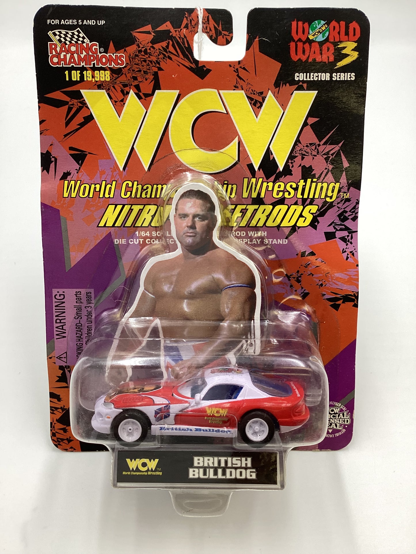 Racing Champions WCW Nitro Streetrods British Bulldog 96 Viper GTS White/Red *Cracked Blister* SR