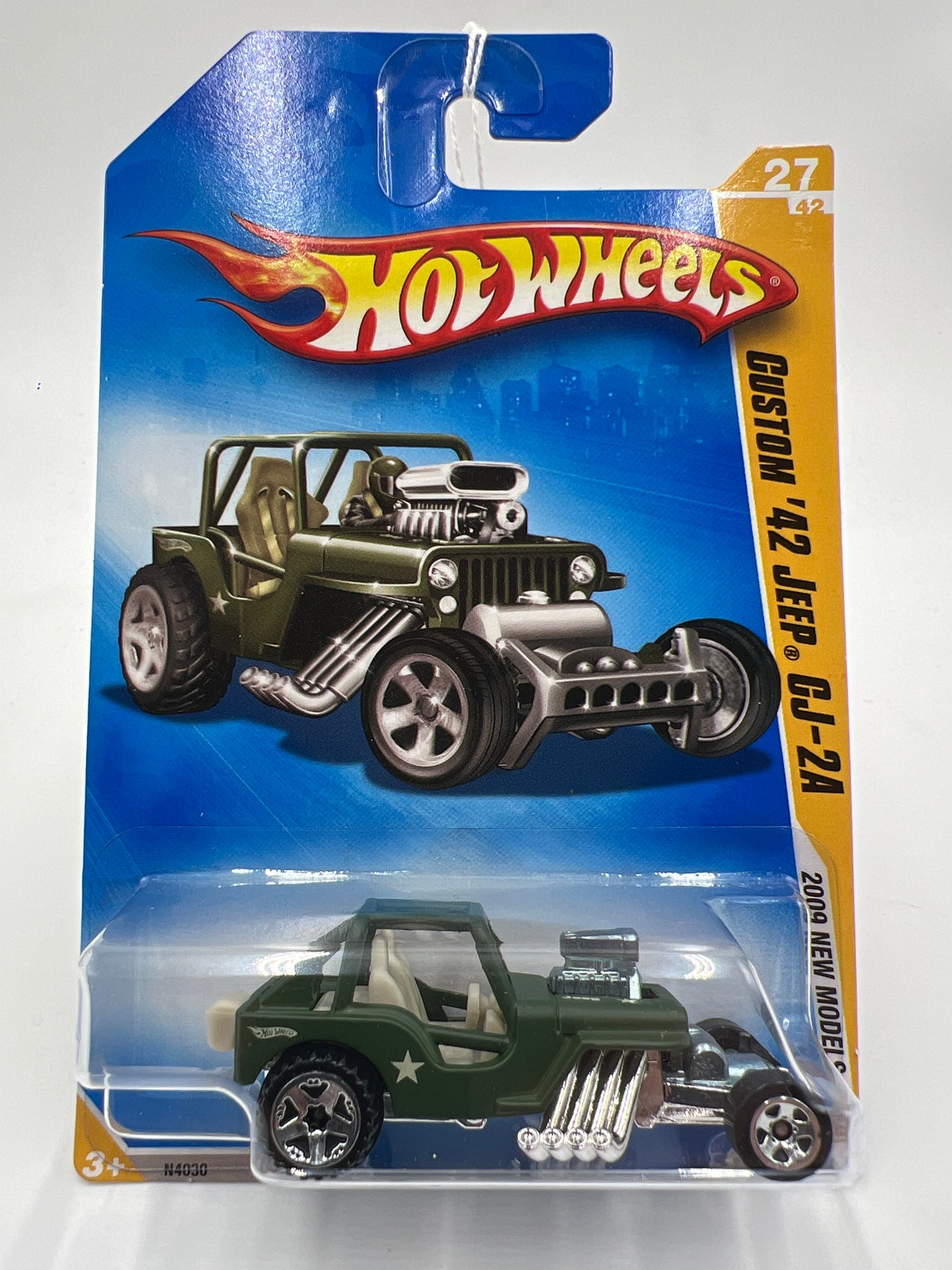 2009 Hot Wheels New Models #27 Custom Jeep CJ-2A Army Green 61i