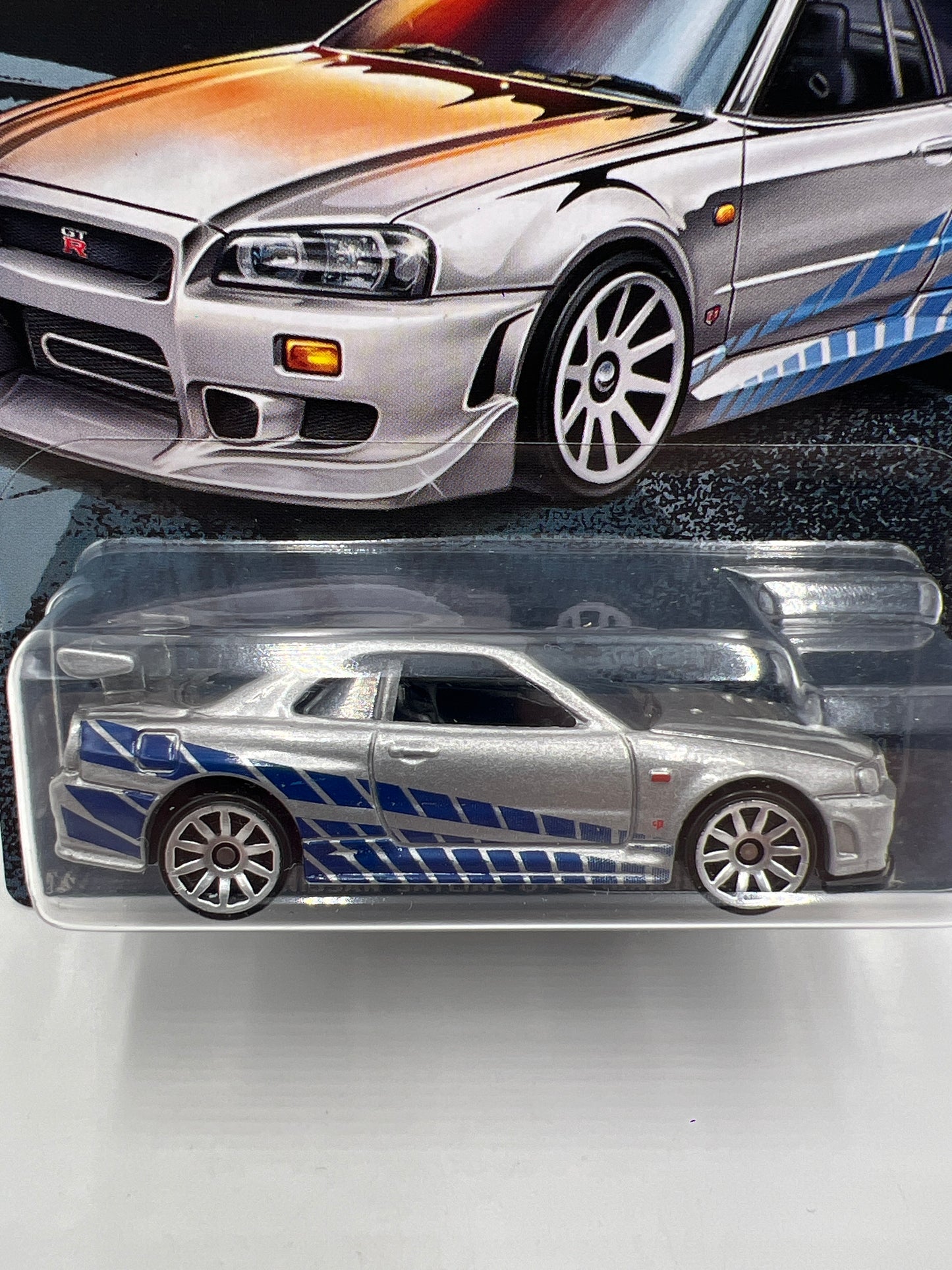 Hot Wheels Fast and Furious #3 Nissan Skyline GT-R BNR34 Silver W/Protector