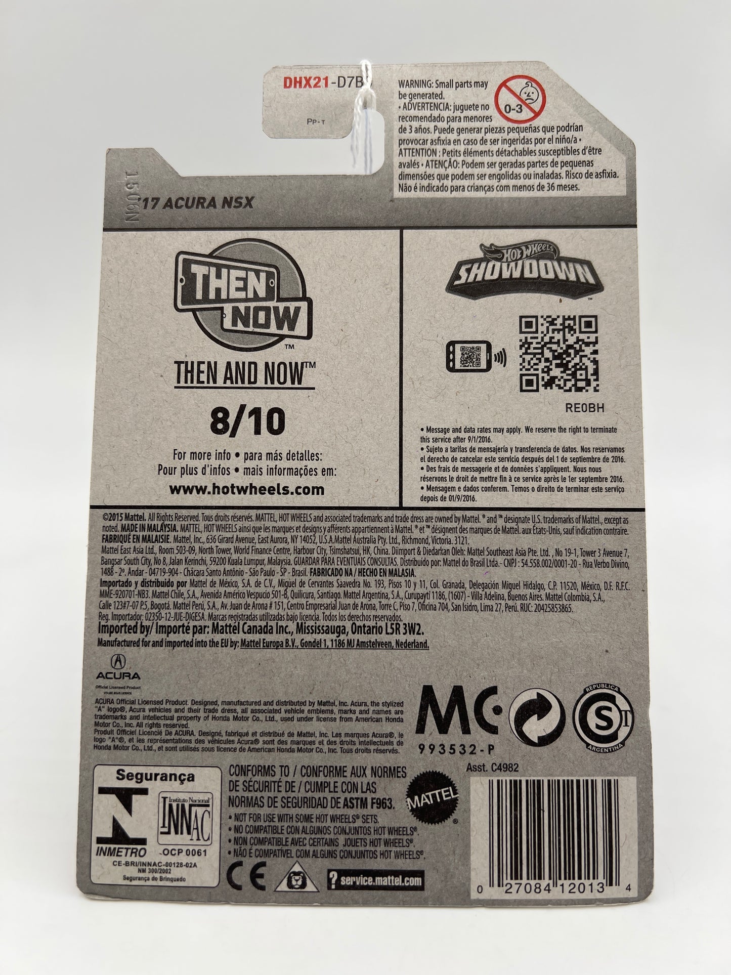 2016 Hot Wheels Then and Now #108 17 Acura NSX Red International Card 104B