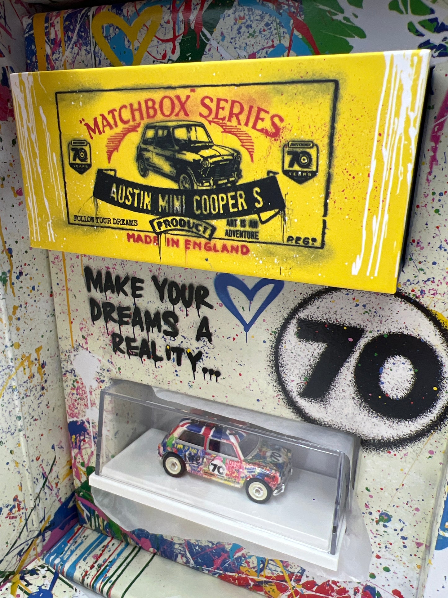 Matchbox 70th Anniversary Mattel Creations Mr. Brainwash Austin Mini Cooper S W/Box
