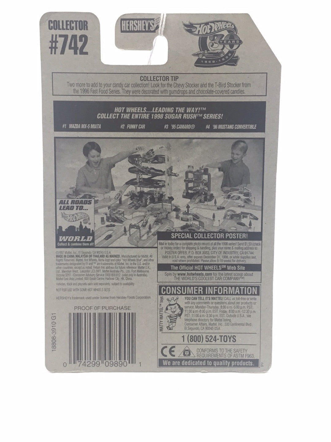 1998 hot wheels #742 Funny Car Hershey U3