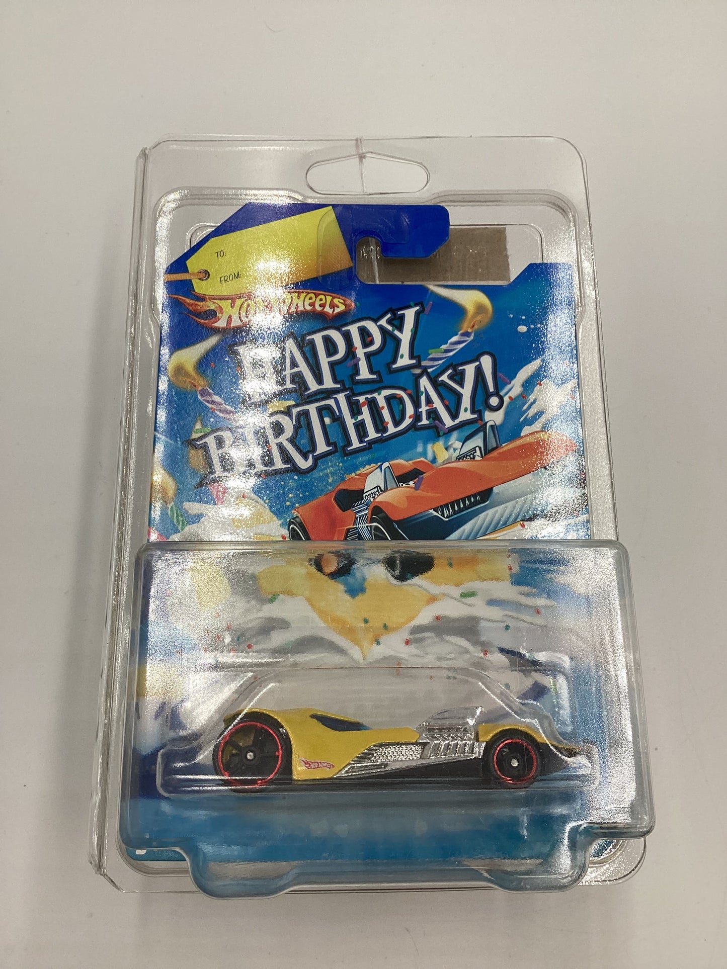 Hot Wheels Happy Birthday Card Twin Mill III Yellow HTF with protector