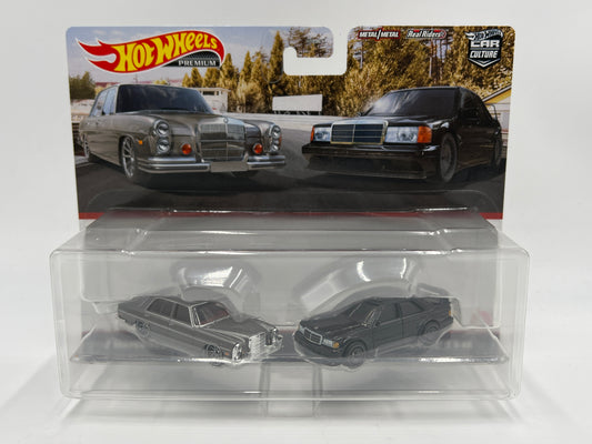 Hot Wheels Premium Target 2 Pack 72 Mercedes-Benz 280 SEL 4.5 & 190E 2.5-16 W/Protector