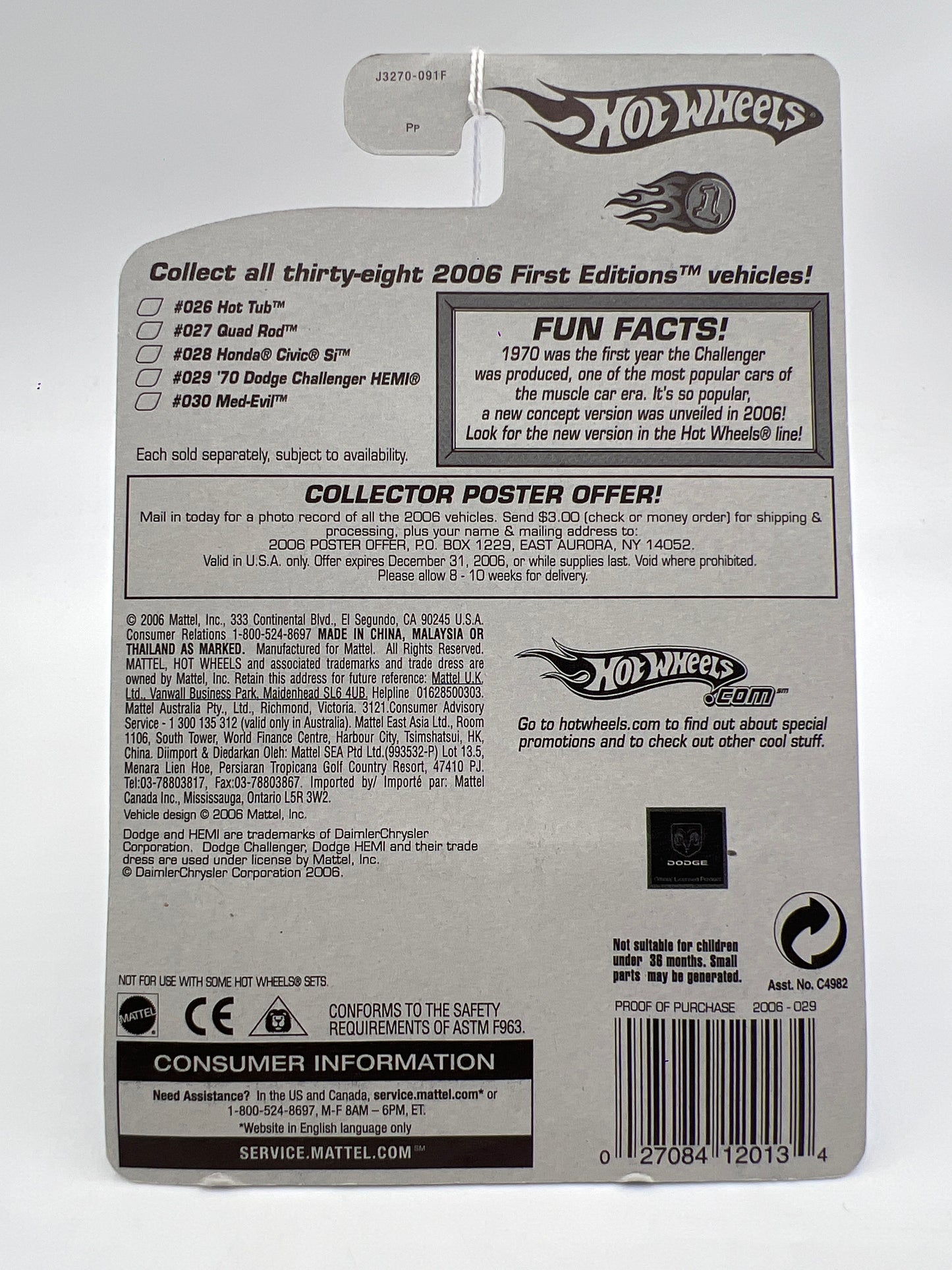 2006 Hot Wheels Faster Than Ever First Editions #29 70 Dodge Challenger Hemi Purple 40B