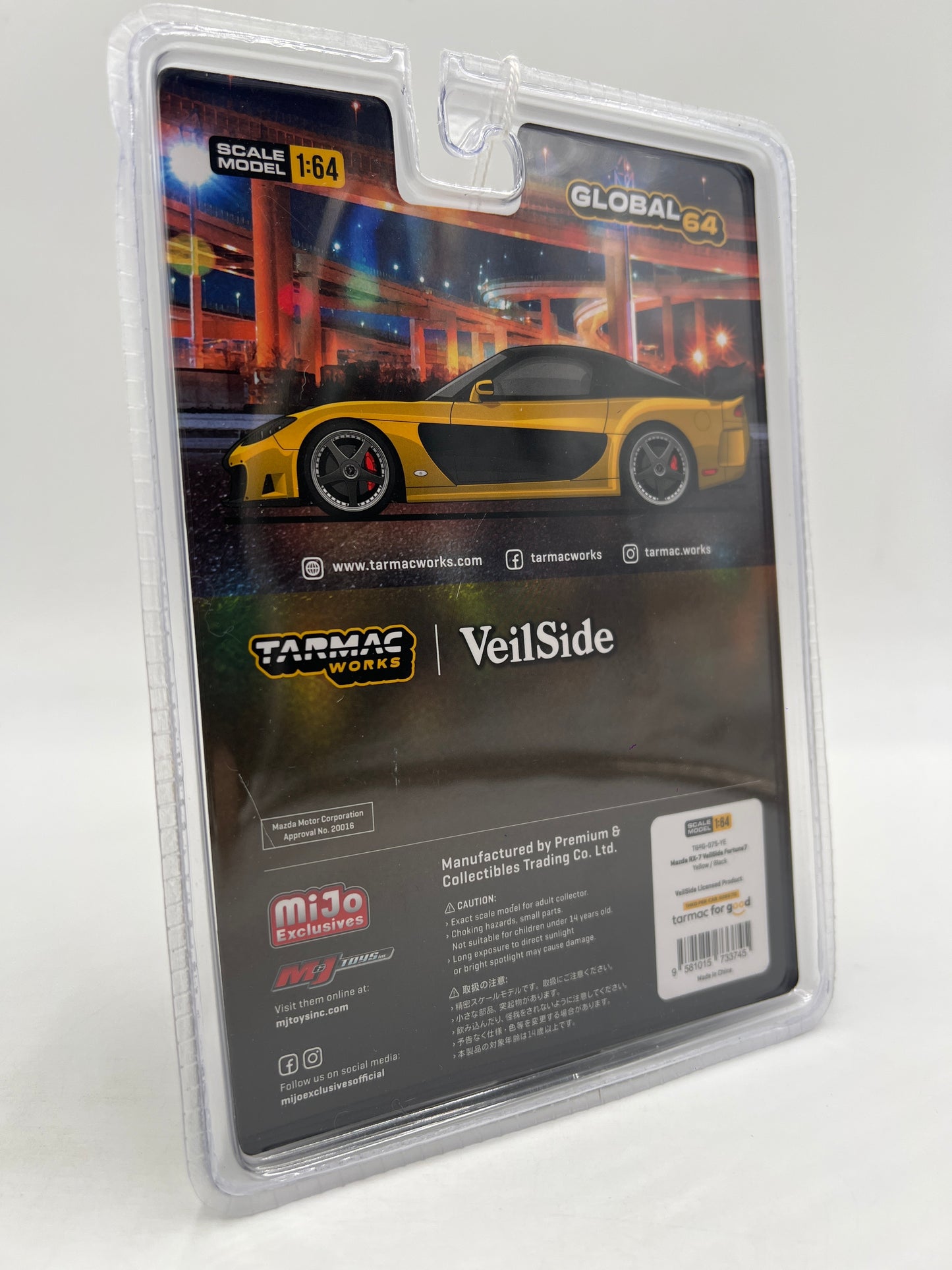 Tarmac Works Mijo Exclusives Mazda RX-7 VeilSide Fortune7 Yellow