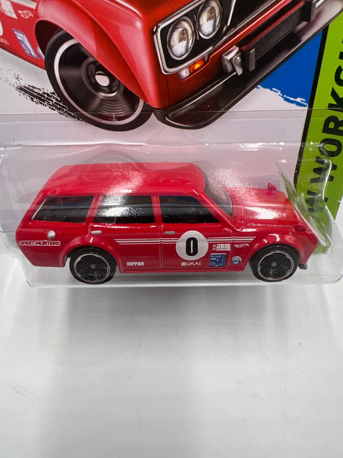 2014 Hot Wheels Workshop #206 71 Datsun Bluebird 510 Wagon Red *Mesh Grille* Card Not Perfect 88F