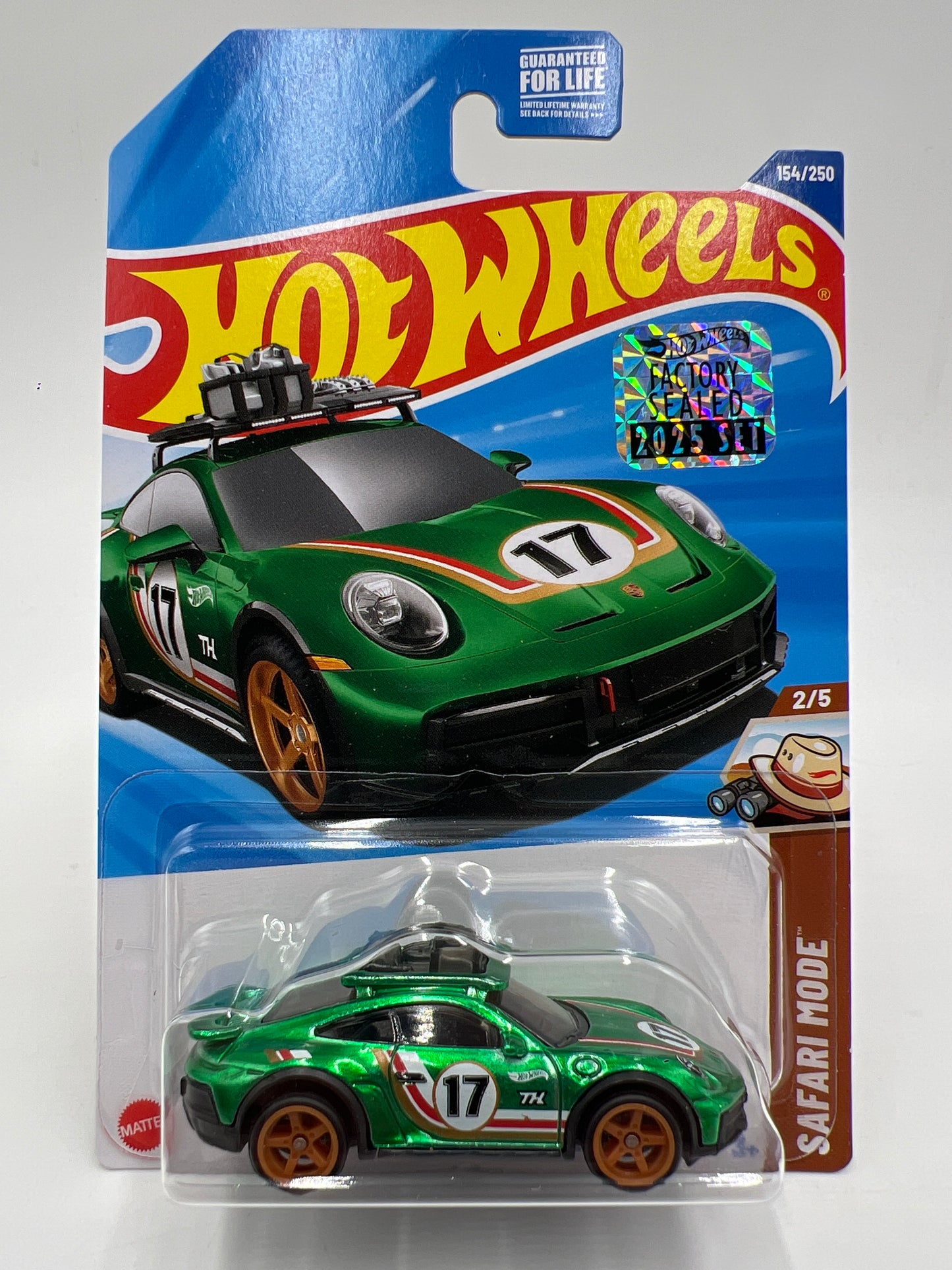 2025 Hot Wheels Factory Sealed Super Treasure Hunt #154 Porsche 911 Rallye Green W/Protector Cracked Blister