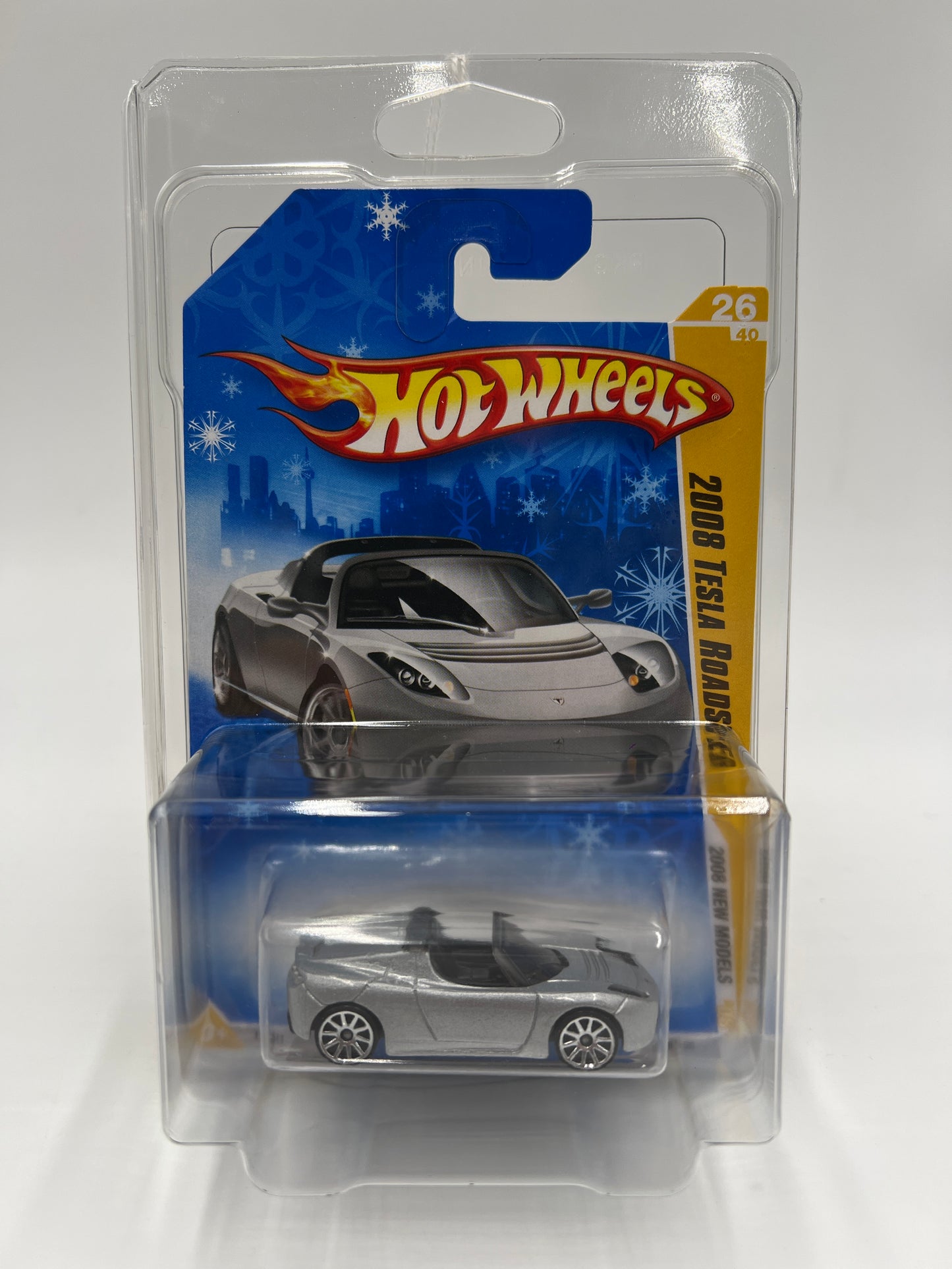 2008 Hot Wheels Target Exclusive Snowflake Card #26 2008 Tesla Roadster W/Protector
