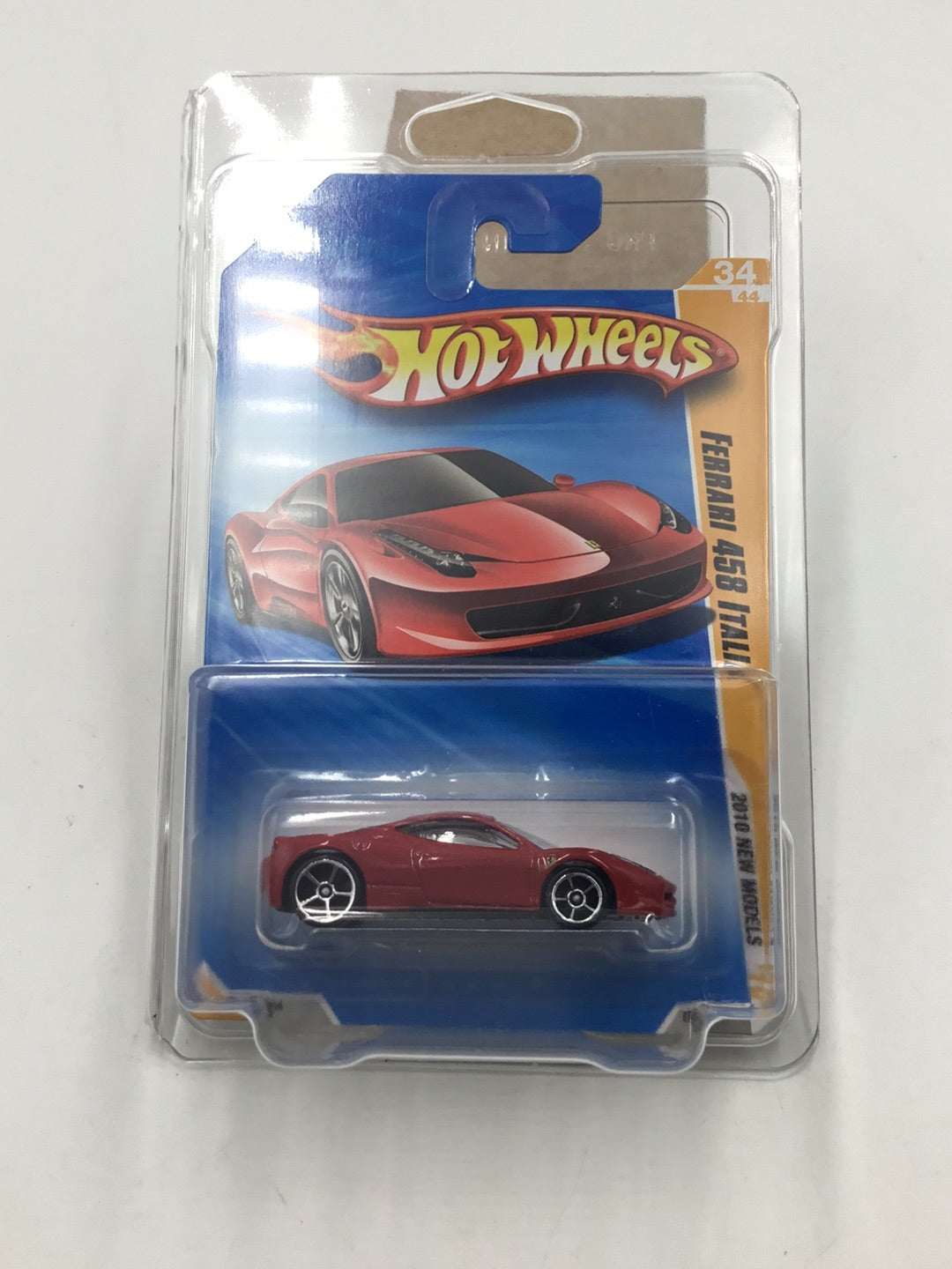 2010 Hot Wheels #34 Ferrari 458 Italia with protector