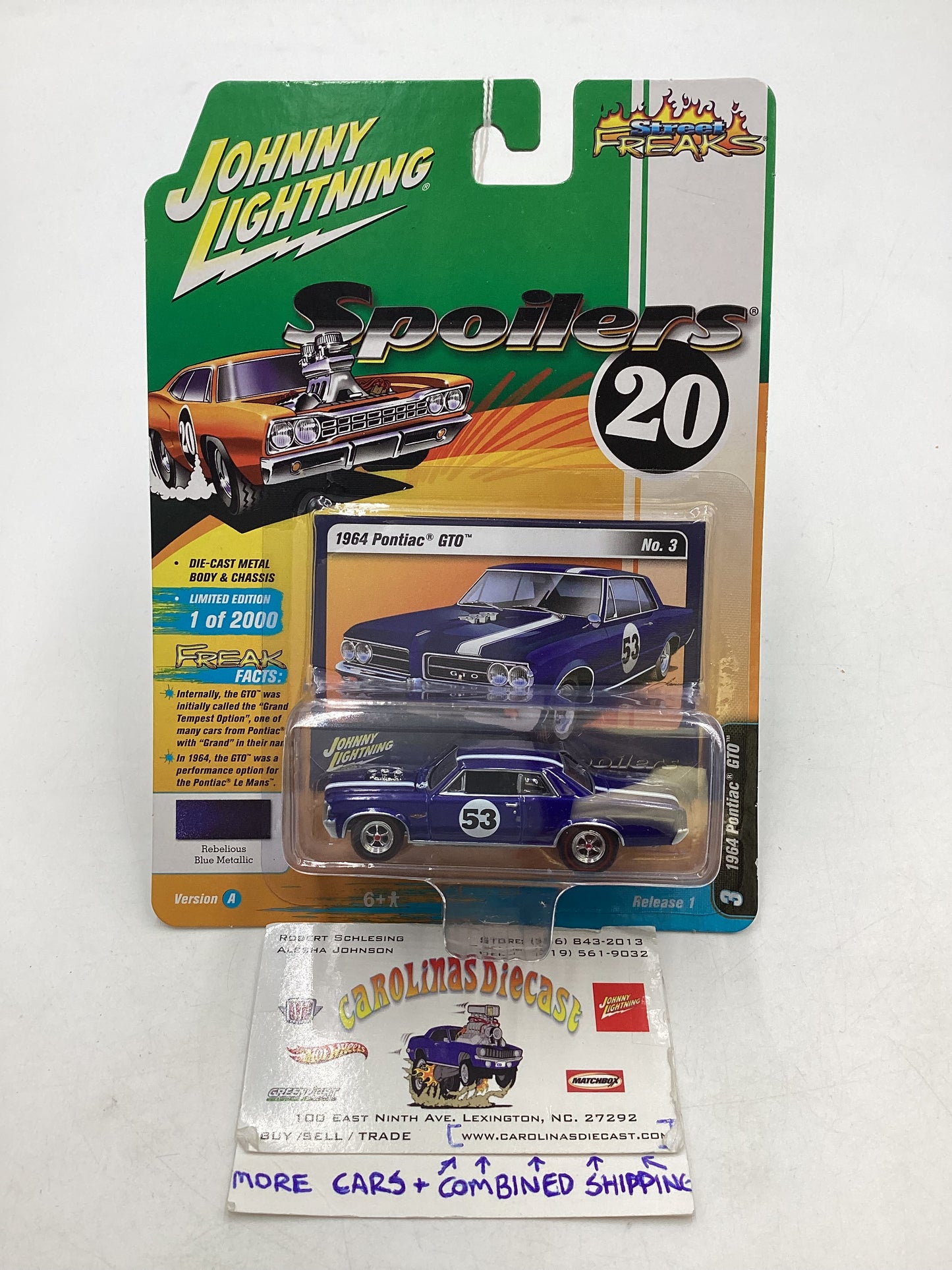 Johnny lightning Street freaks zingers Spoilers 20 Blue 1964 Pontiac GTO 277D