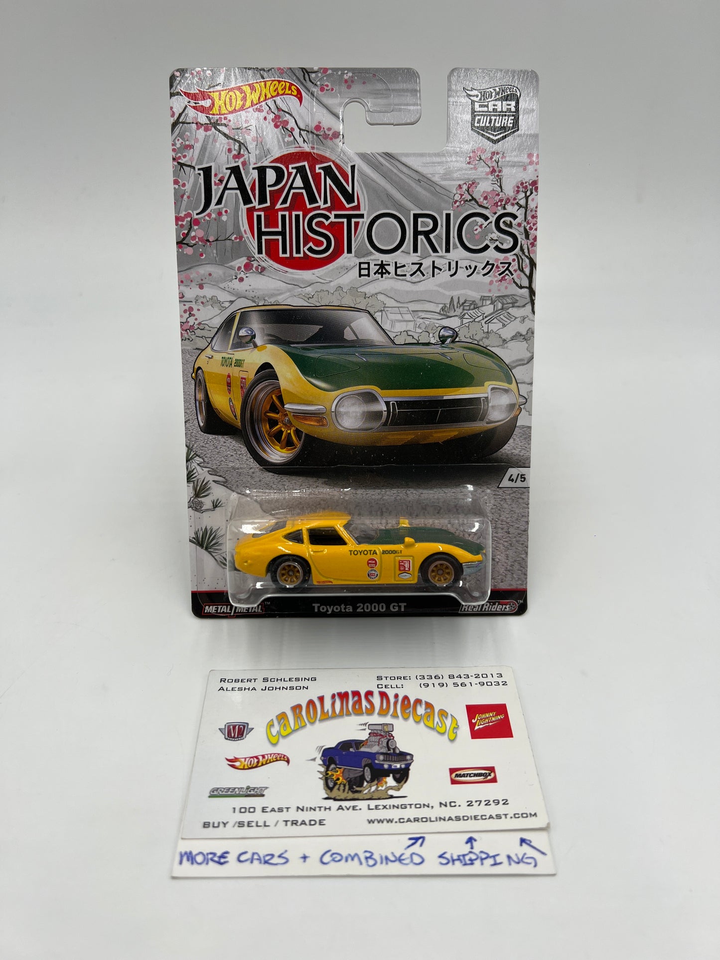 Hot Wheels Car Culture Japan Historics 1 #4 Toyota 2000 GT Yellow/Green W/Protector