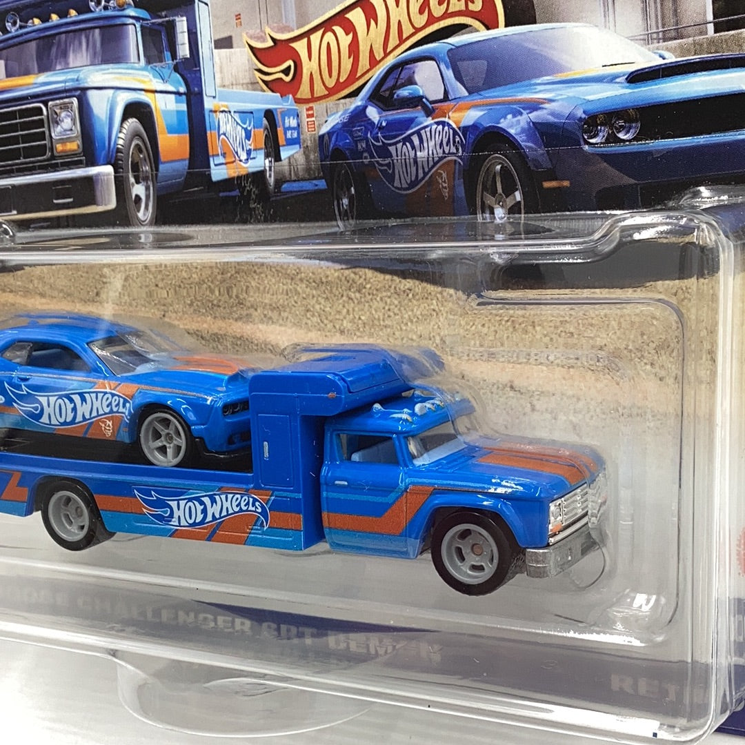 Hot wheels car culture team transport #30 18 Dodge Challenger SRT Demon Retro Rig 279E