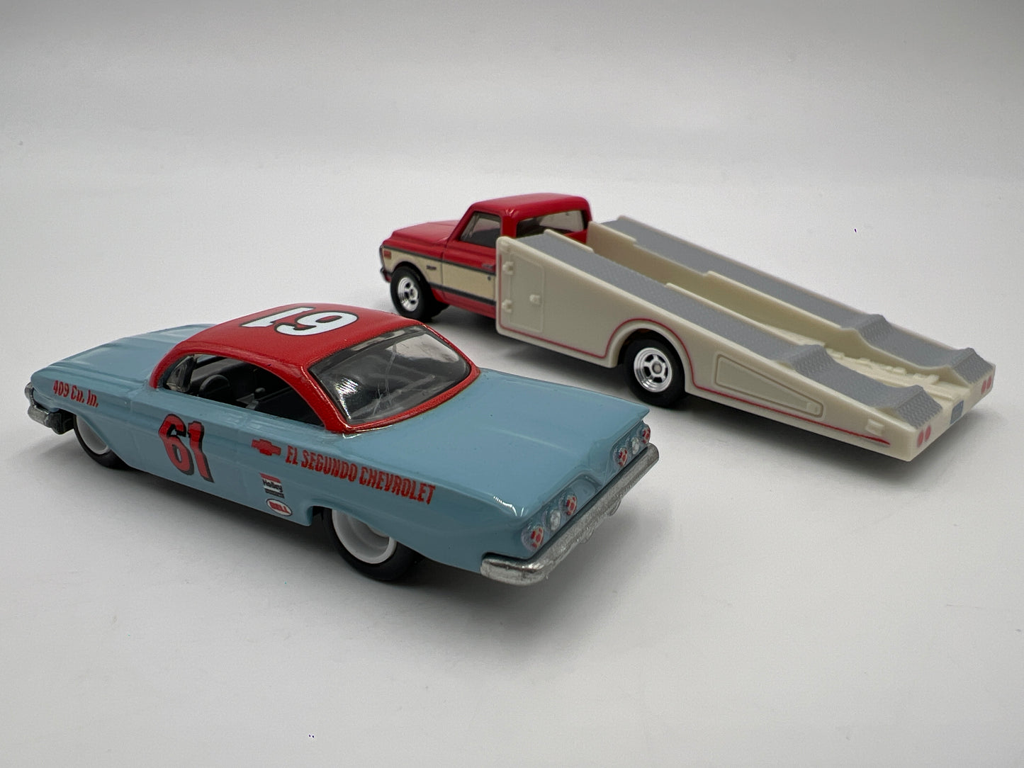 Hot Wheels 1/64 Premium Team Transport #54 61 Impala & 72 Chevy Ramp Truck Loose