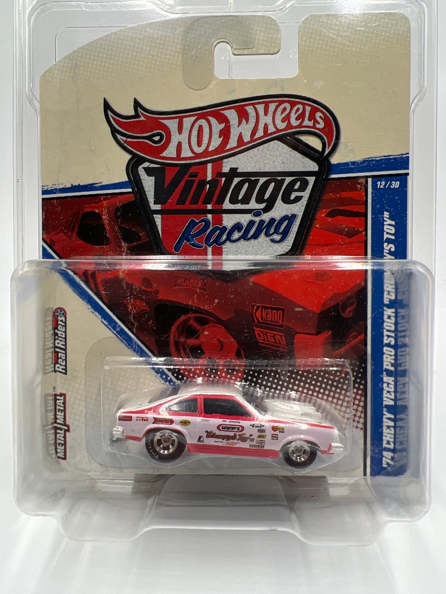 Hot Wheels Premium Vintage Racing #12 74 Chevy Vega Pro Stock Grumpys Toy White/Red W/Protector