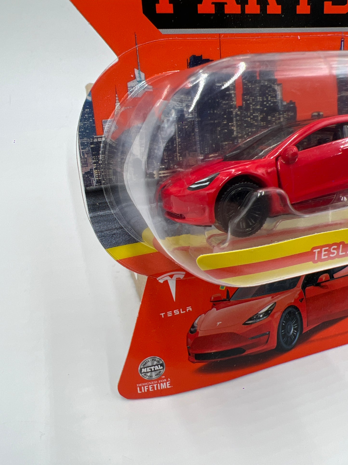 Matchbox Moving Parts #5 Tesla Model 3 Red 166B