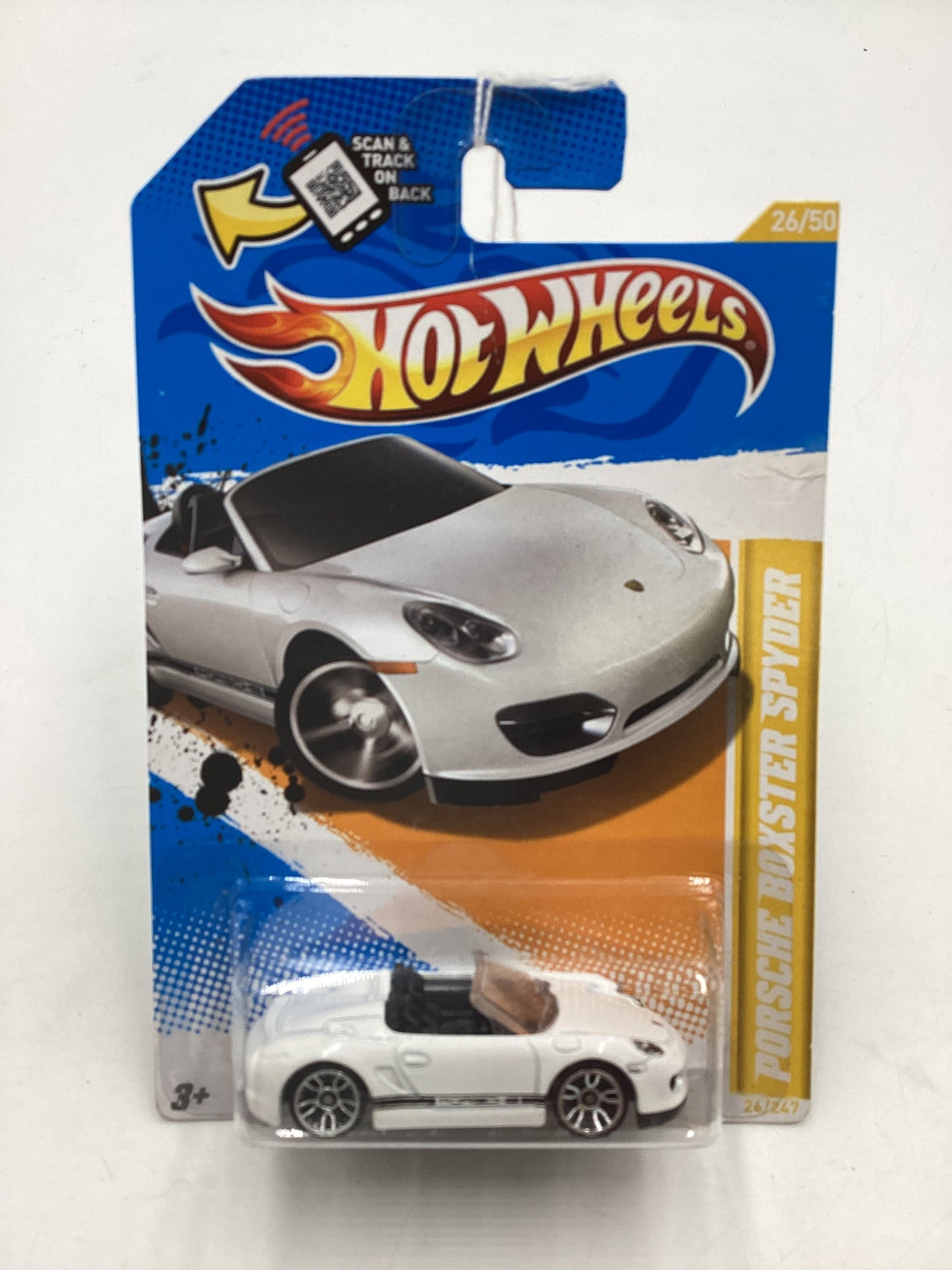 2012 Hot Wheels New Models #26 Porsche Boxster Spyder White “Bad Card”