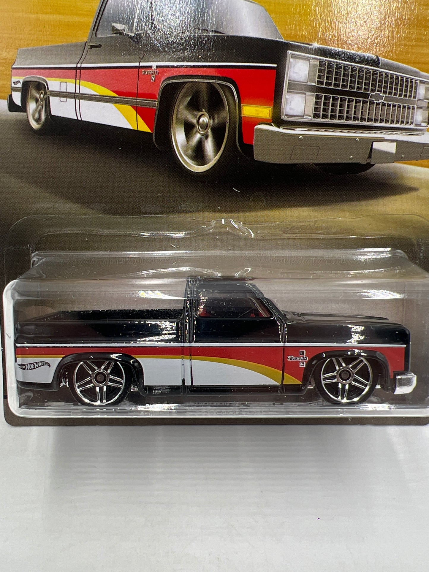 Hot Wheels Walmart Chevrolet Trucks 100 Years #2 83 Chevy Silverado Black W/Protector