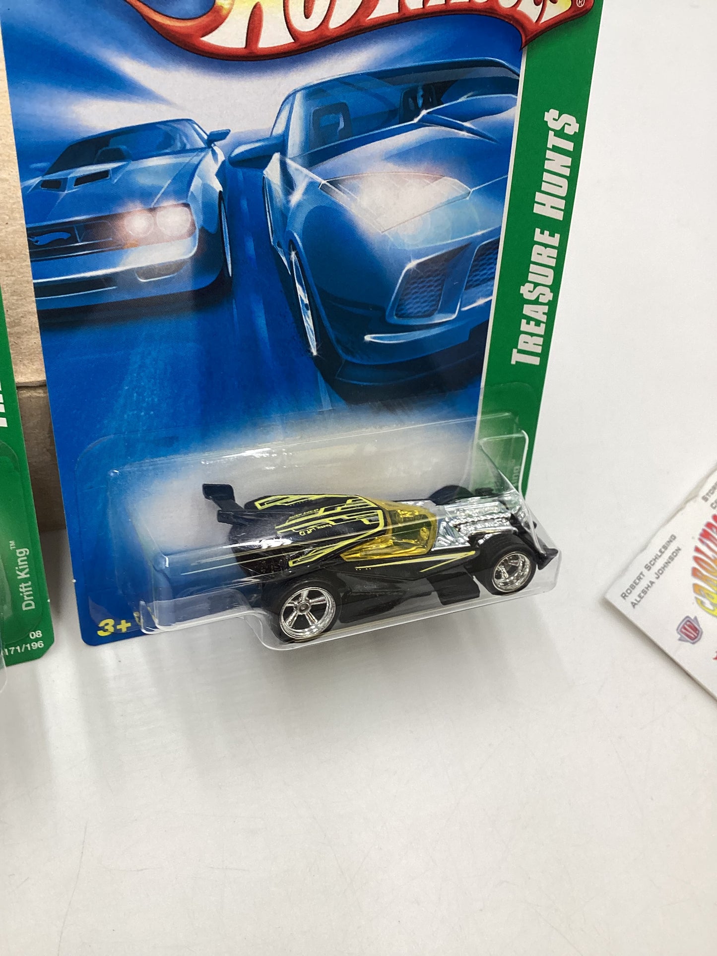 2008 Hot Wheels Super Treasure Hunt + Treasure Hunt Drift King Black #171 with protector