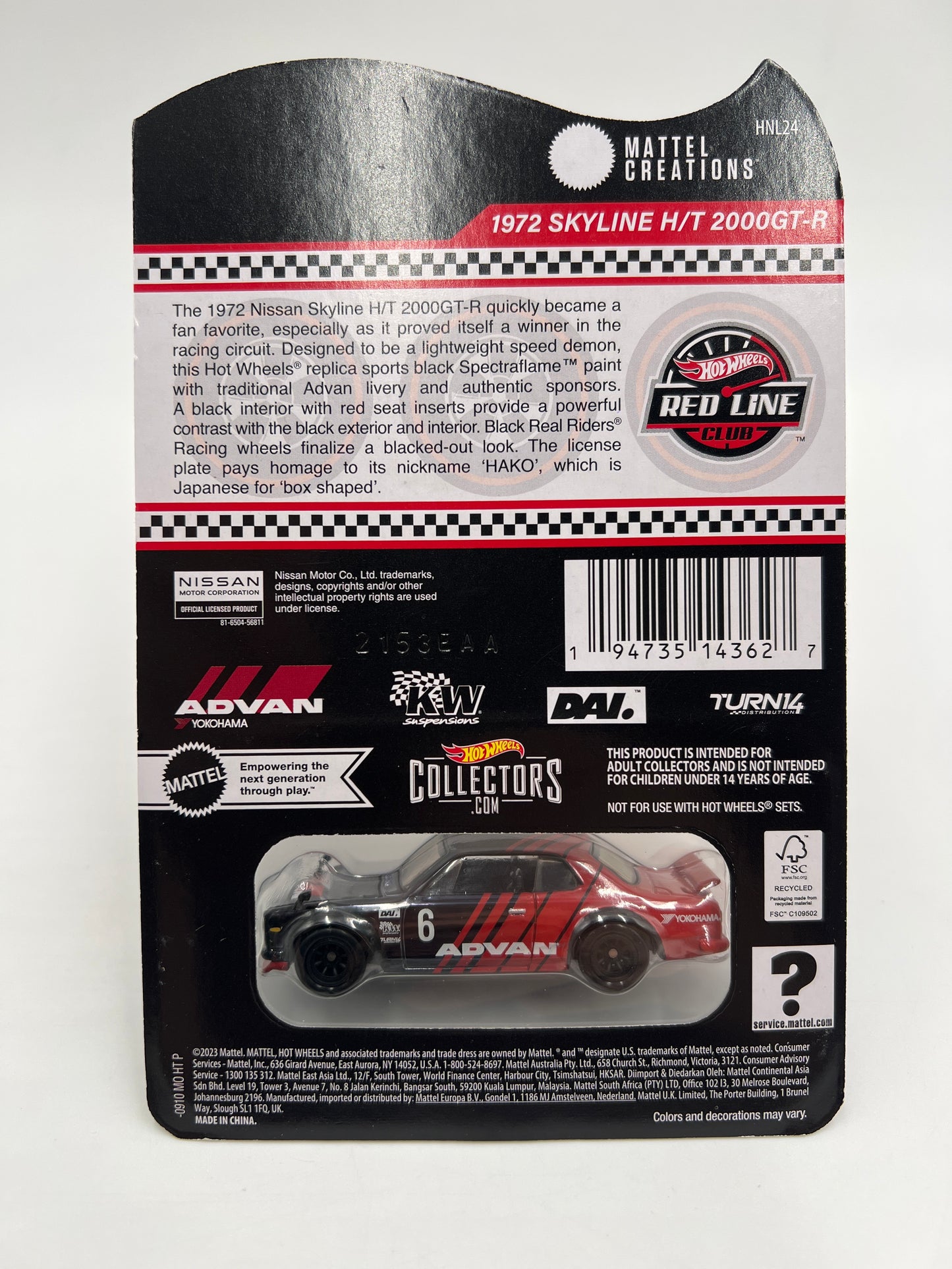 2024 Hot Wheels RLC 1972 Skyline H/T 2000GT-R Advan W/Protector