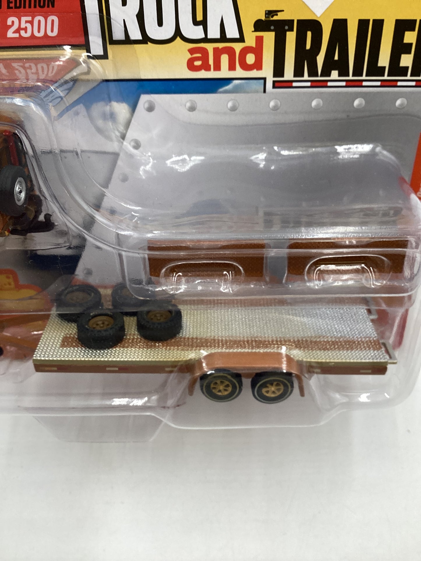 Johnny Lightning Truck And Trailer Release 1 1980 Toyota Land Cruiser with open car trailer