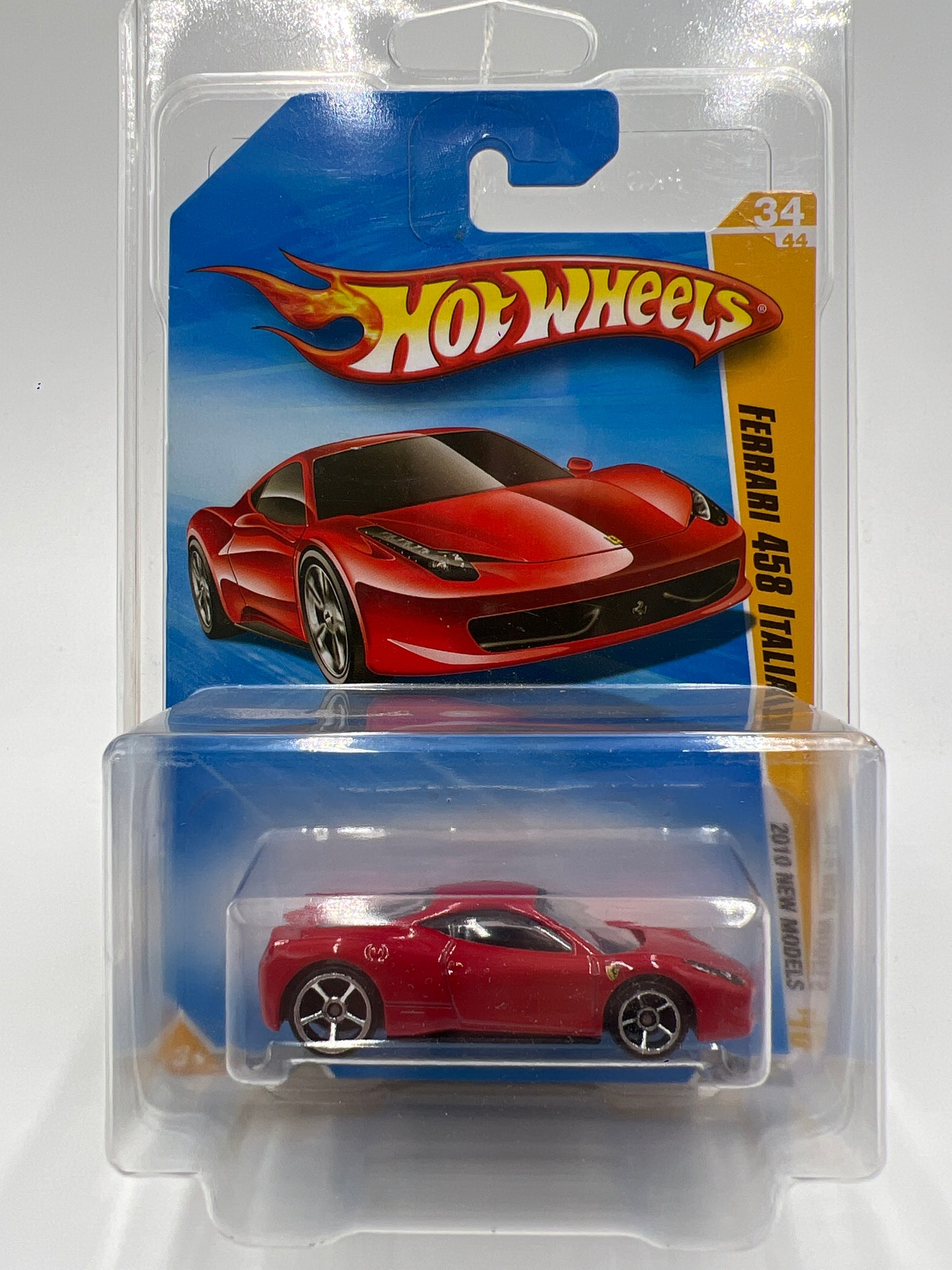 2010 Hot Wheels New Models #34 Ferrari 458 Italia Red W/Protector