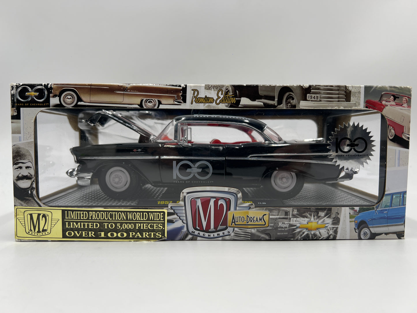 M2 Machines 1/24 Premium Edition Auto-Dreams 1957 Chevrolet 210 Hardtop 100 Years Of Chevrolet Black 11-20