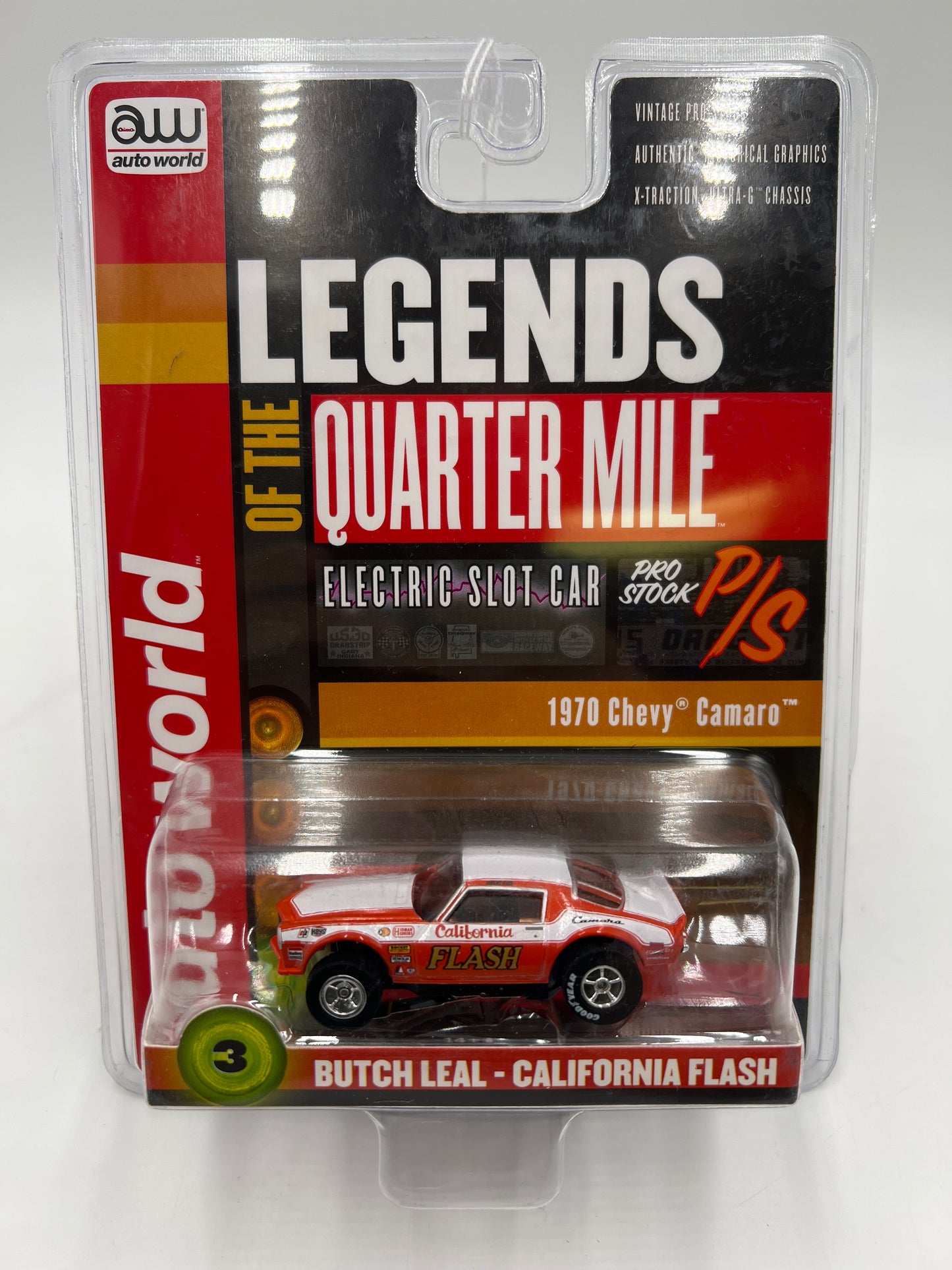 Auto World Legends of the Qtr Mile Butch Leal California Flash HO Slot Car 1970 Chevy Camaro