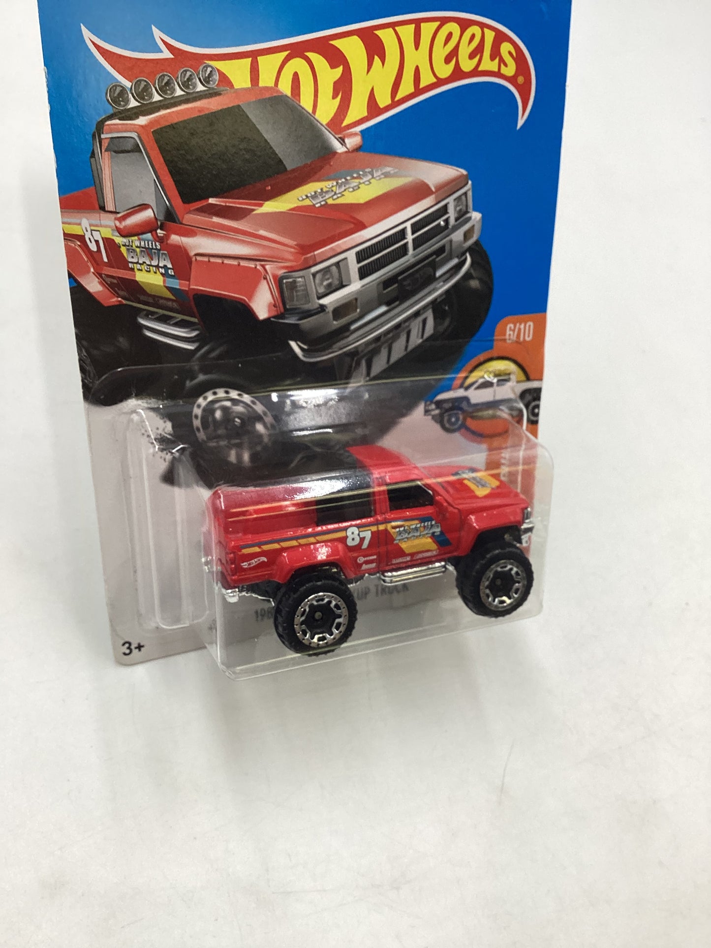 2017 Hot wheels #082 Red 1987 Toyota Pickup Truck 93C