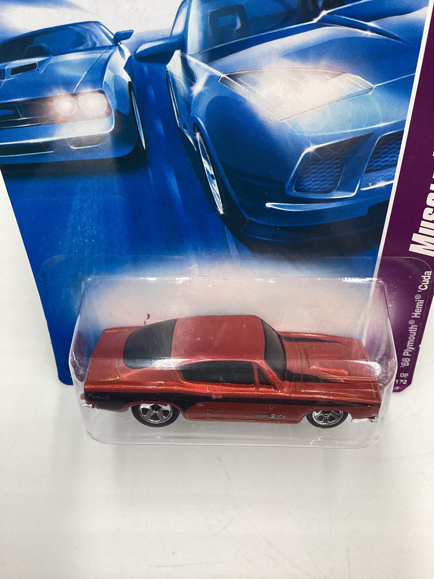 2008 Hot Wheels HW Team: Muscle Mania #134 68 Plymouth Hemi Cuda Orange International Card 55H