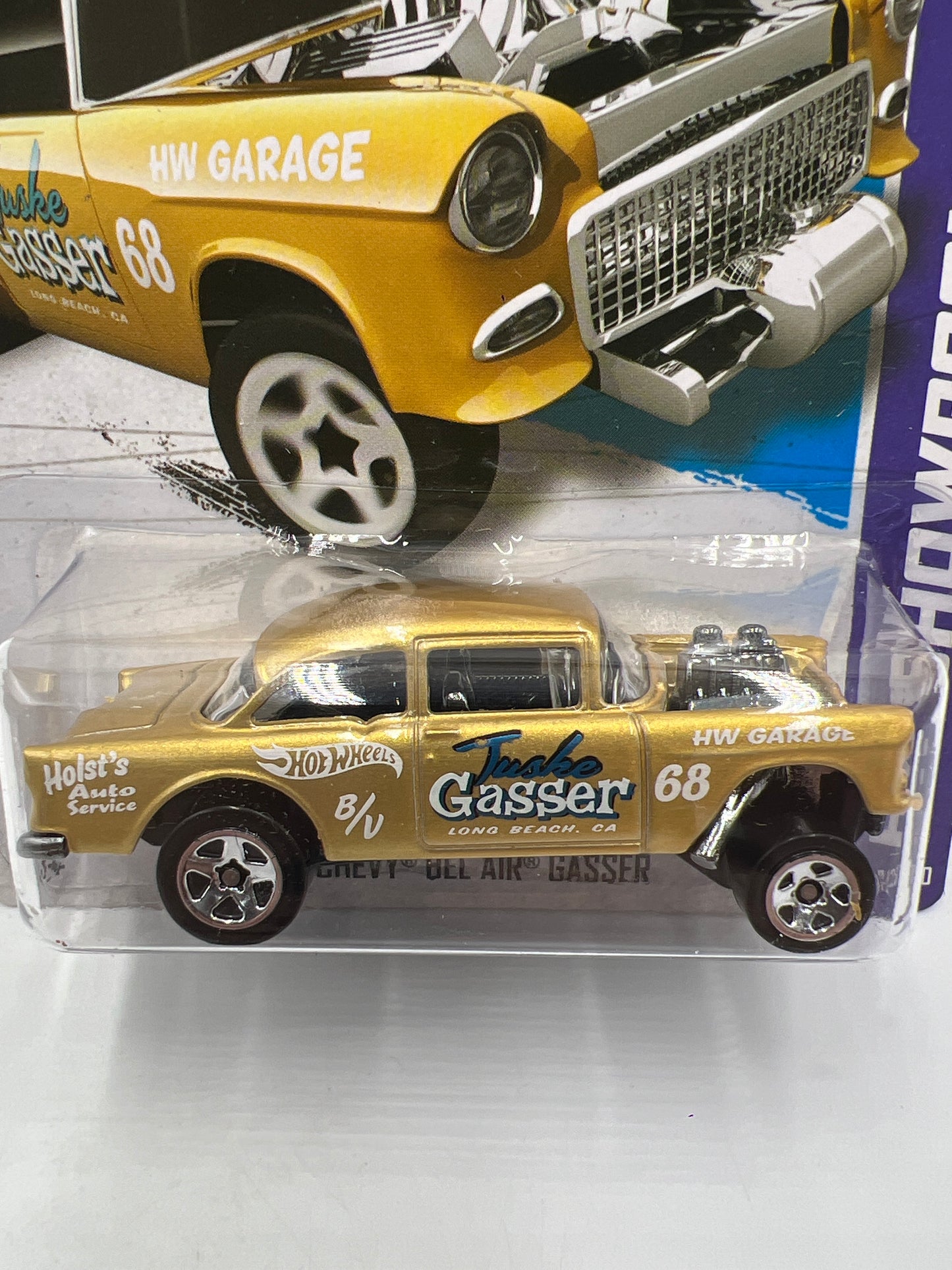 2013 Hot Wheels Showroom #190 55 Chevy Bel Air Gasser Gold 11F