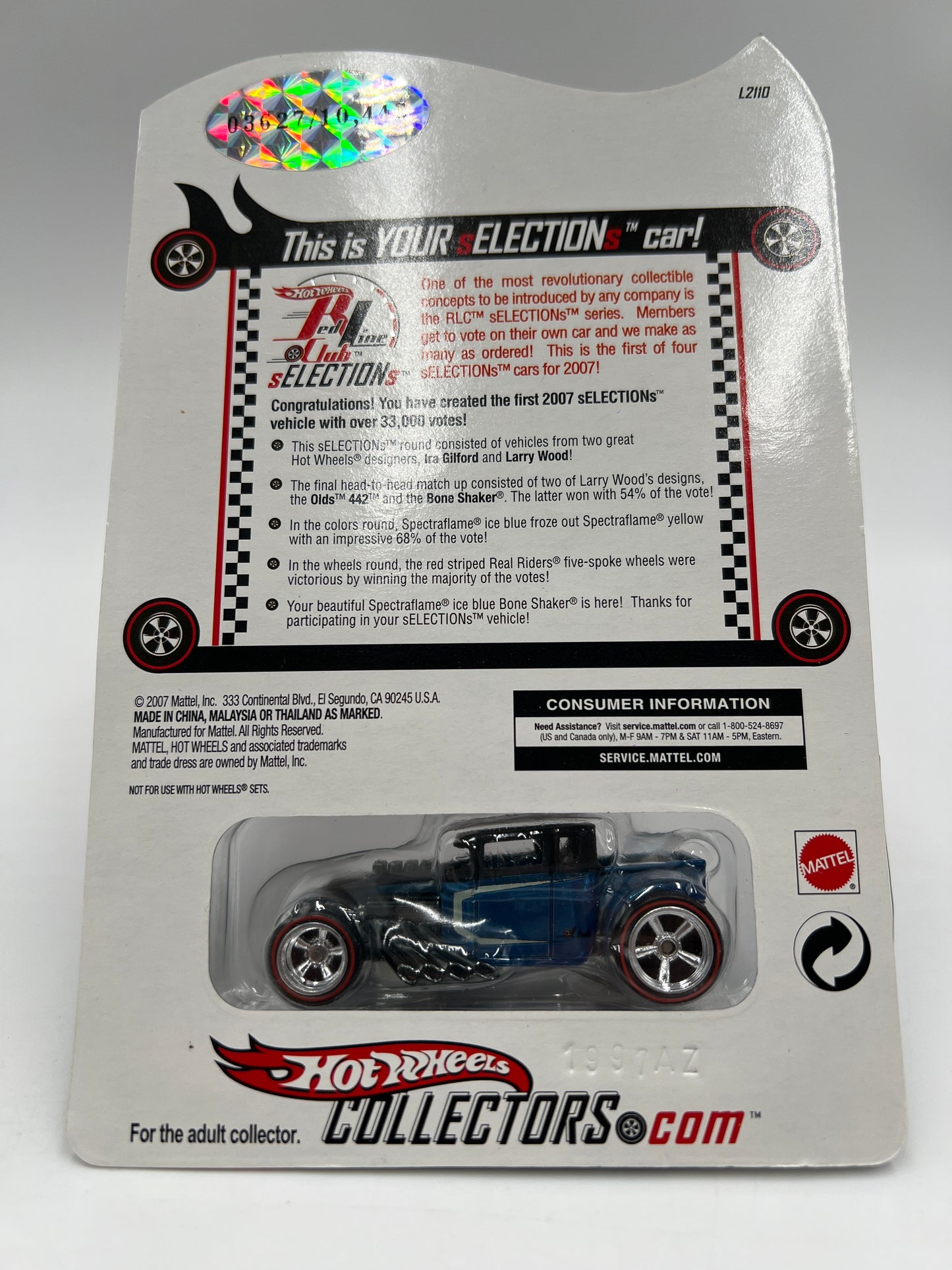 2007 Hot Wheels RLC sELECTIONs Series #1 Bone Shaker Blue 3627/10442 W/Protector